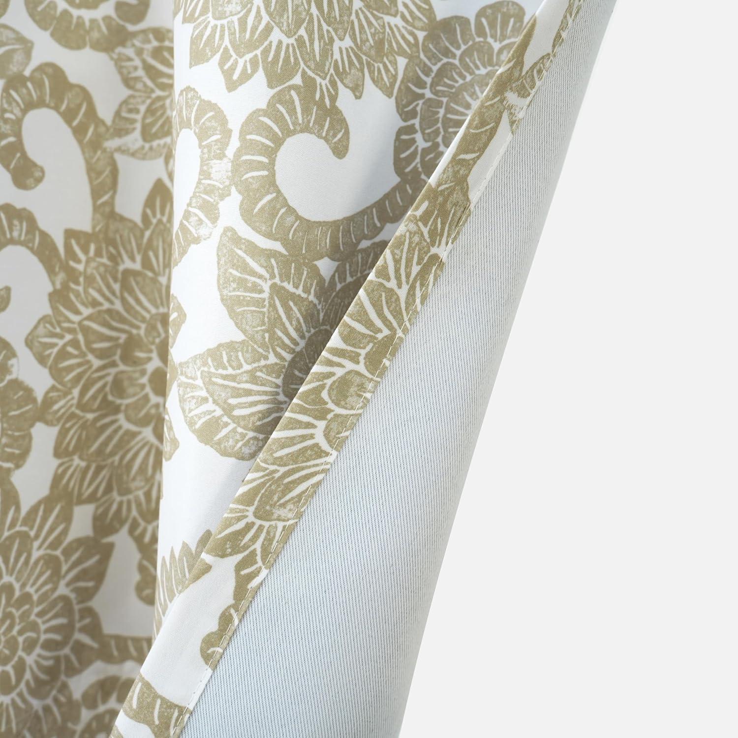 DriftAway Daisy Dahlia Blooming Flower/Floral Lined Thermal Insulated Energy Saving Window Curtain Valance for Living Room/Bedroom/Kitchen, 2 Layers, Rod Pocket, 52"x18"+2’’Header (Navy)