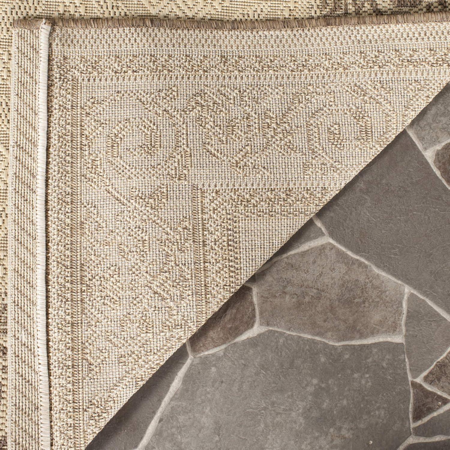 Courtyard CY1502 Power Loomed Indoor and Outdoor Area Rug - Natural/Brown - 5'3"x7'7" - Safavieh