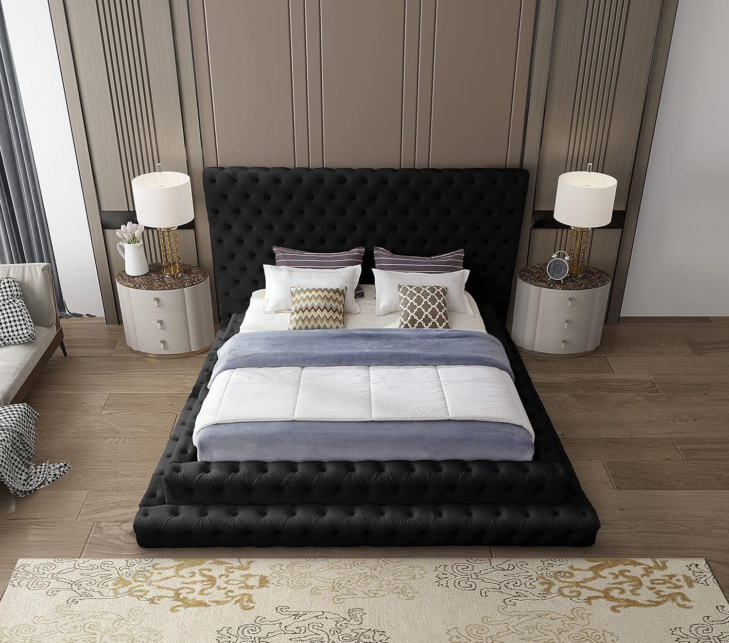 Meridian Furniture Revel Black Velvet King Bed