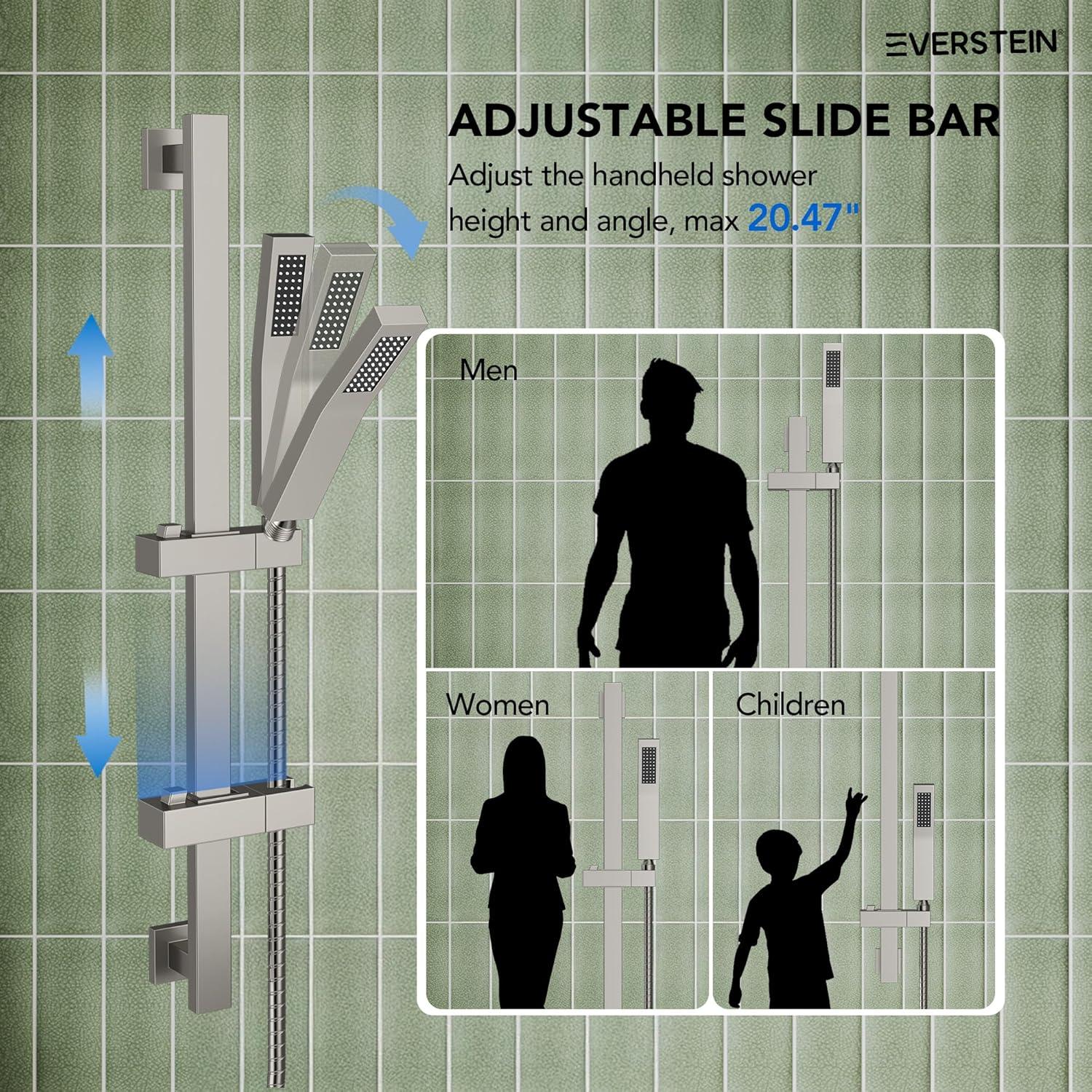 RainfallCascade 10" Pressure Balanced Slide BarShower System with Rough-In Valve