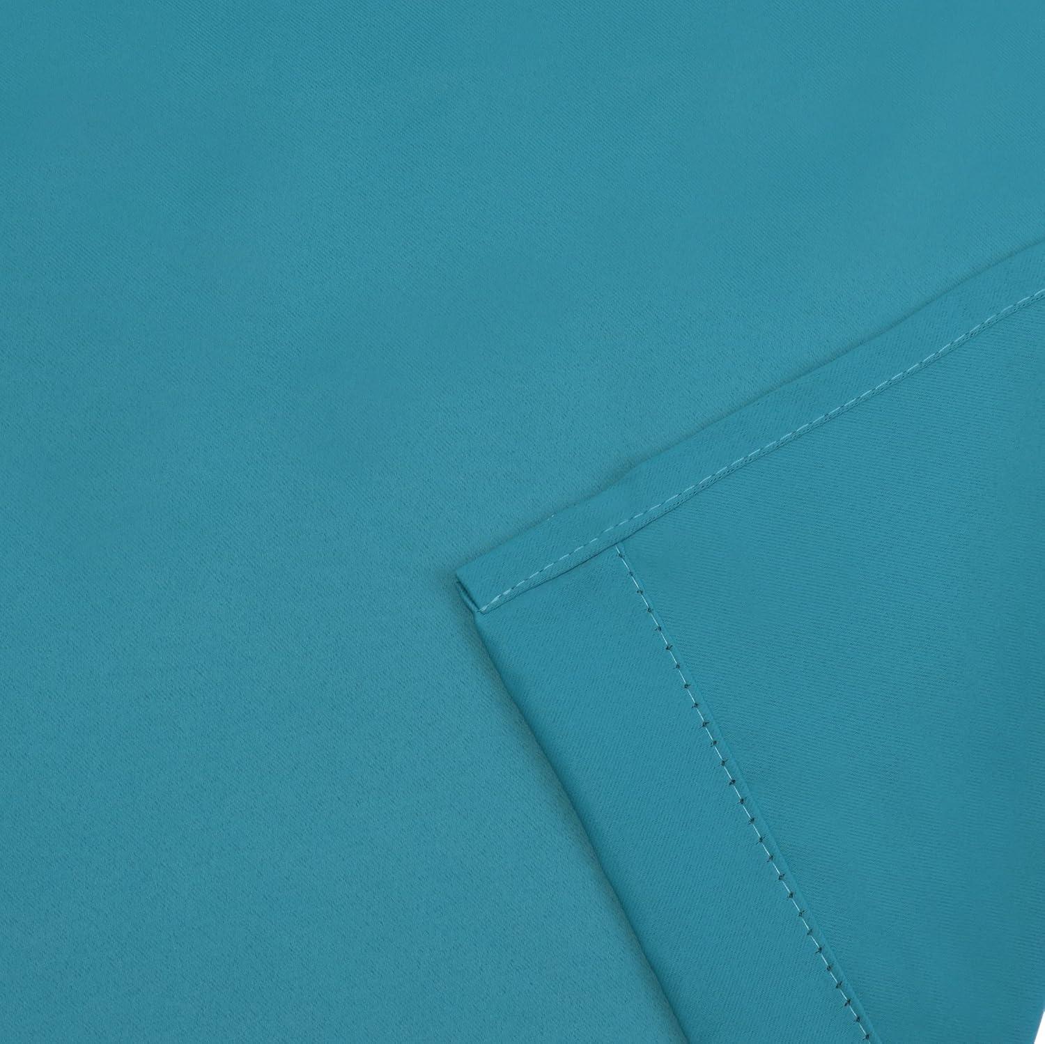 Classic Modern Solid Room Darkening Semi-Blackout Curtains, Grommets, Set of 2, 52"x108", Aqua - Blue Nile Mills