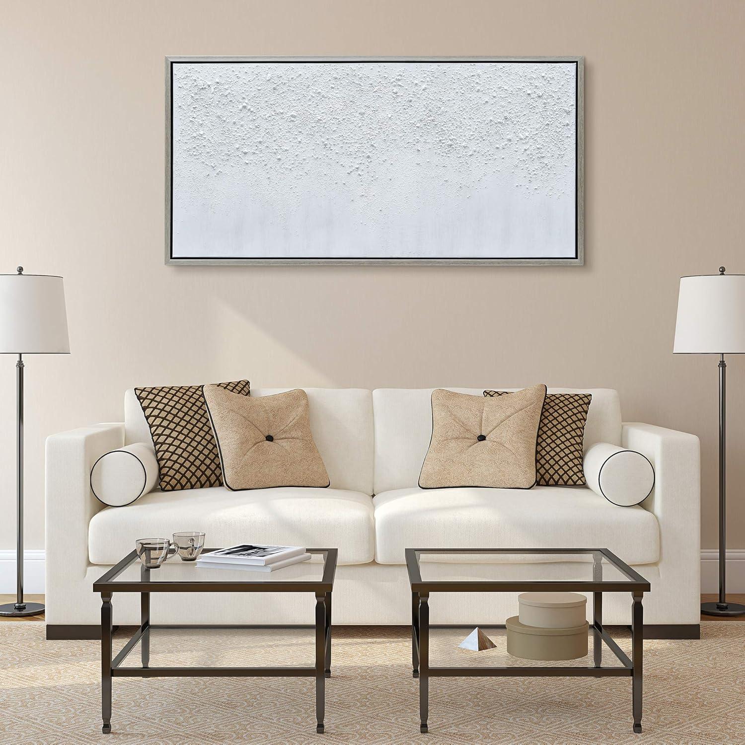 Empire Art Direct White Snow B Textured Metallic Hand Painted Wall Art, 24" x 48" x 1.5", Ready to Hang