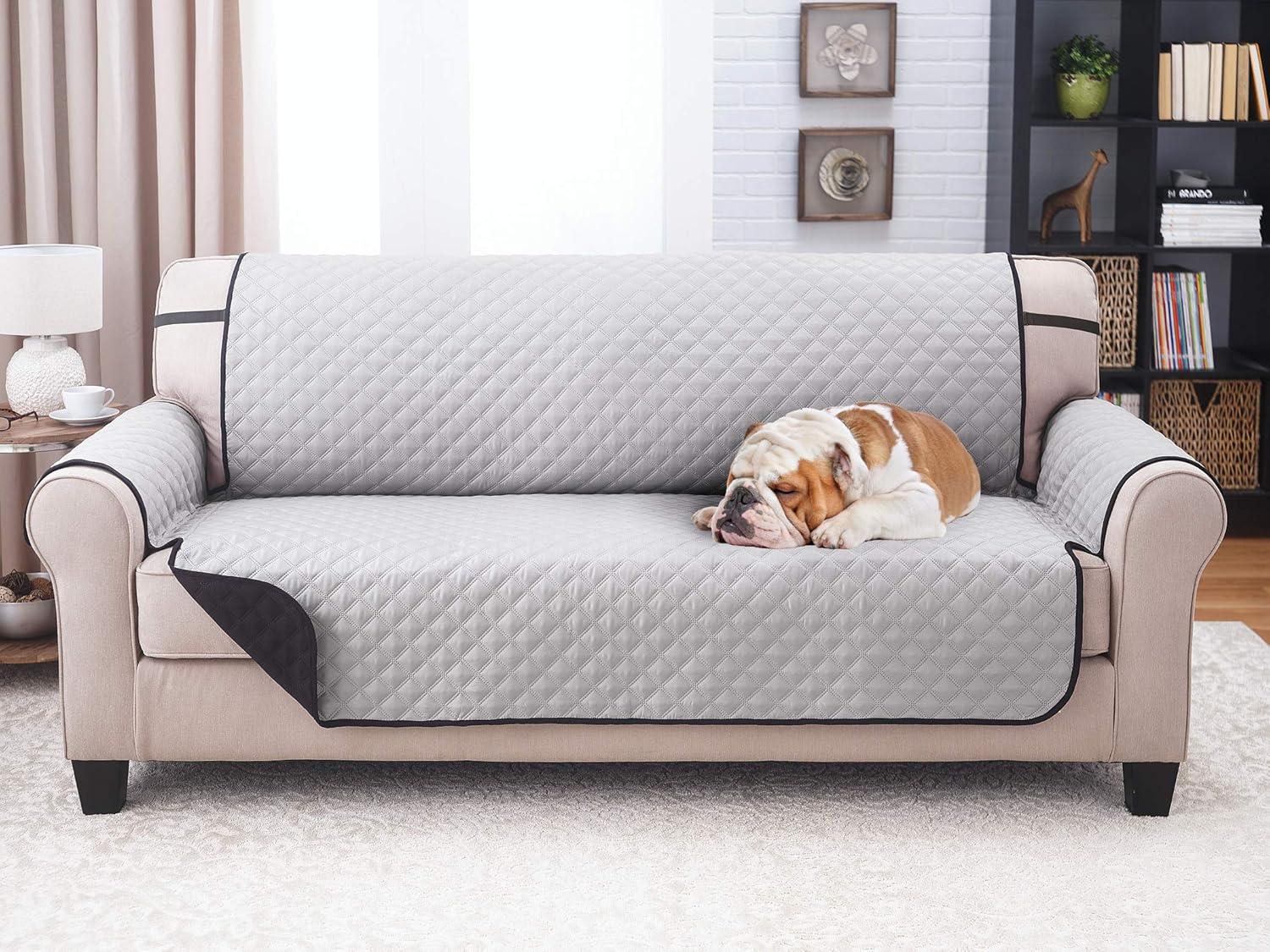 Sofa Cover - Furniture Protector - Shield & Protects from Dogs, Cats, Pets, Kids, Stains - Reversible, Easy Wash & Dry - Chocolate & Tan - 110" W x 75" L