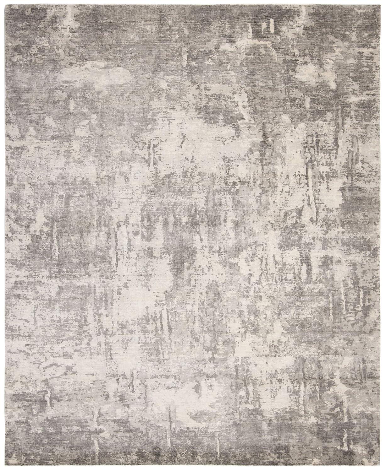 Elysian Abstract Gray Wool & Viscose 8' x 10' Handcrafted Rug