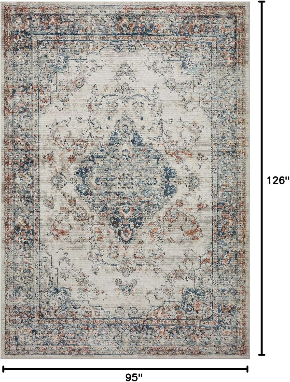 Loloi II Bianca Collection BIA-10 Ivory / Ocean, Abstract Area Rug 7'-11" x 10'-6"