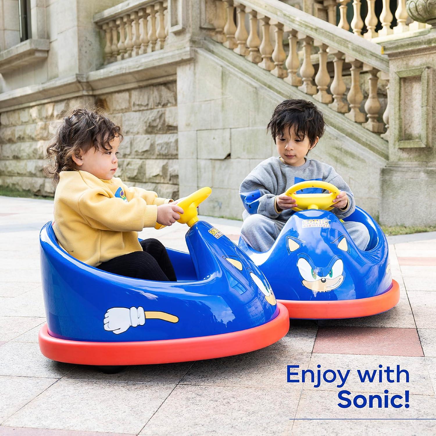 Sonic The Hedgehog 6V Bumper Car, Battery Powered Ride on Toy with Remote for Kids Ages 1.5+, Blue