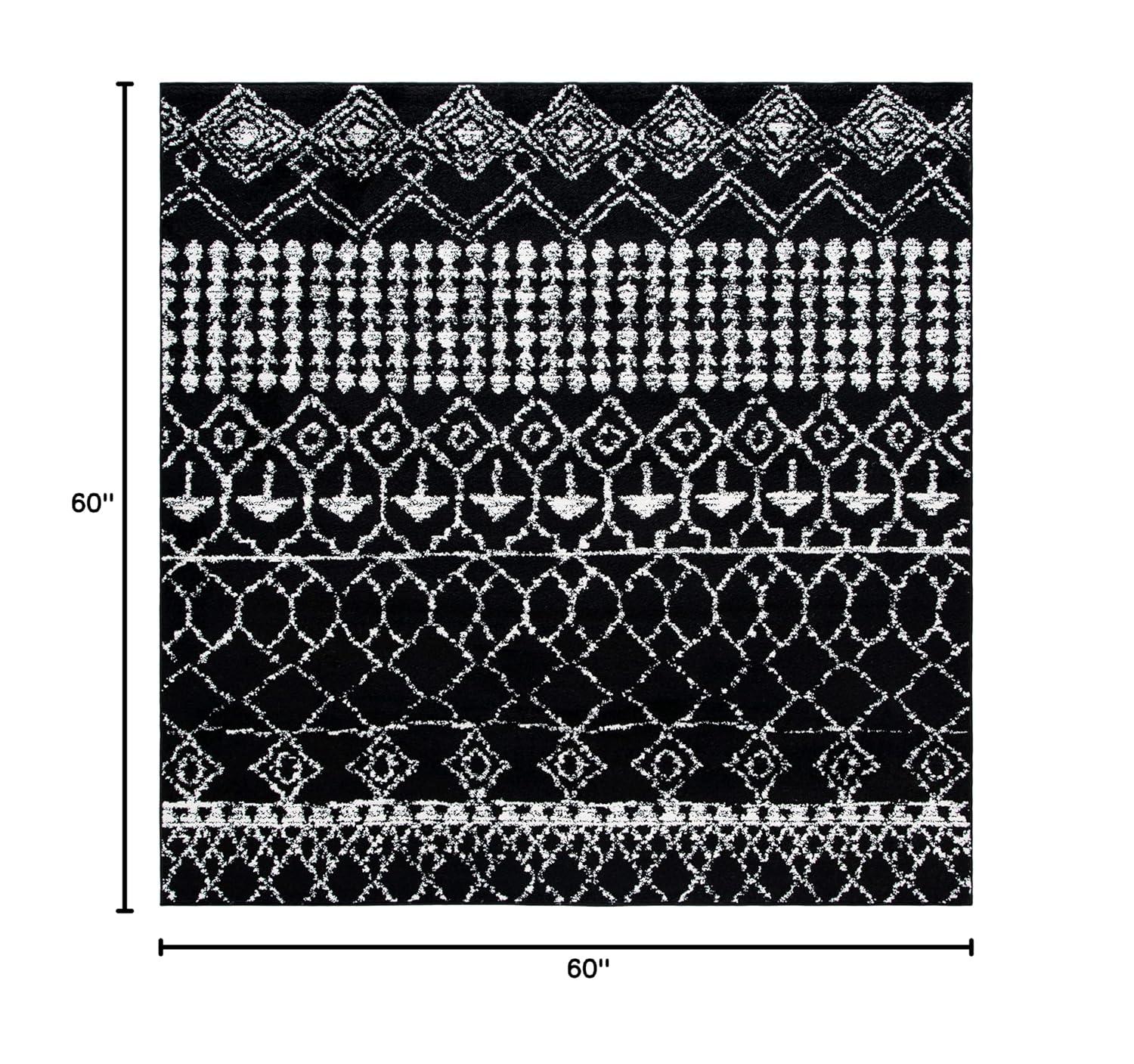 Tulum TUL229 Power Loomed Area Rug - Black/Ivory - 5'x5' - Safavieh.