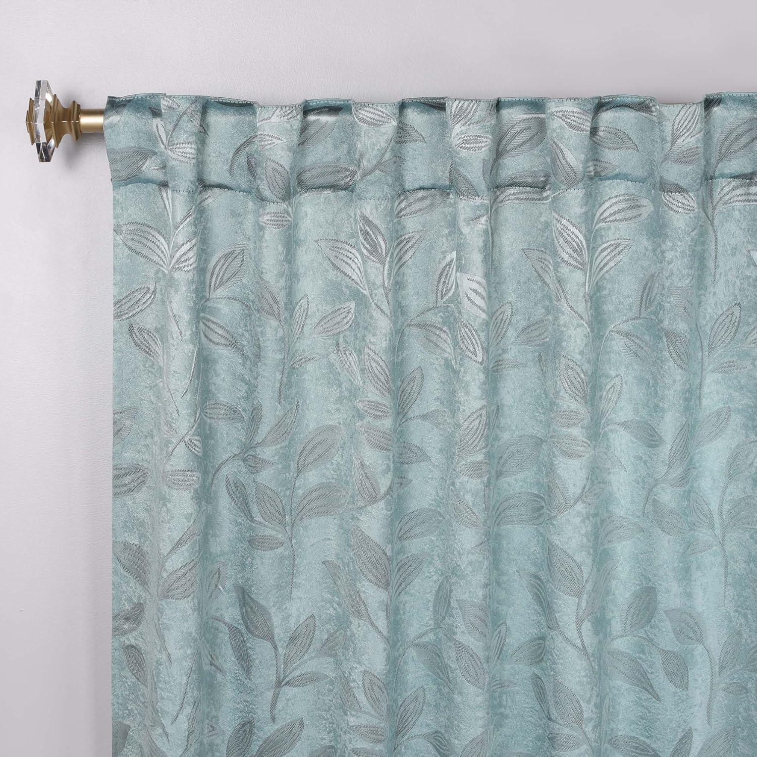 Superior Leaves Machine Washable Room Darkening Blackout Curtains With Back Tabs by Superior (Set of 2)