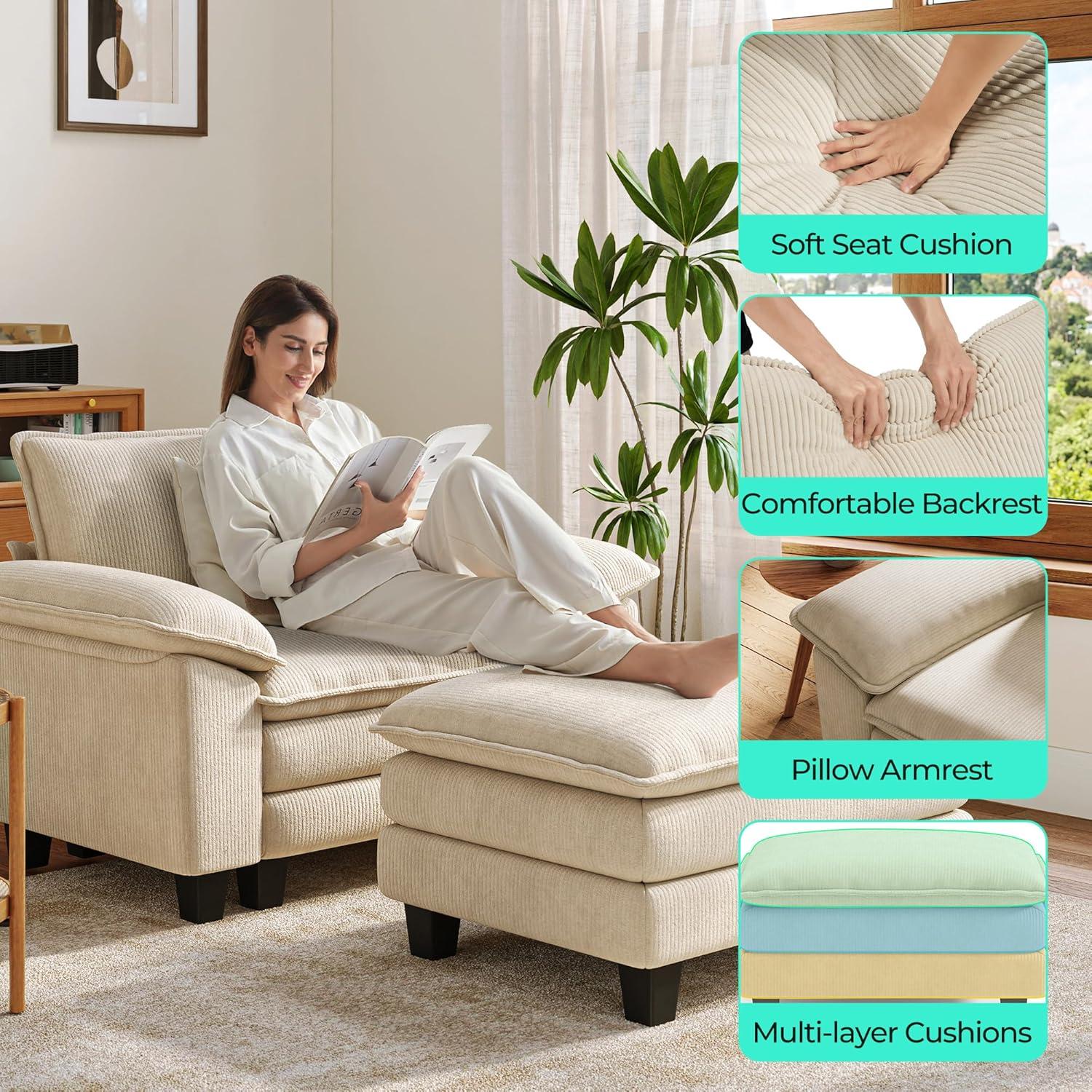LINSY HOME Oversized Modular Cloud Sectional Sofa, RUBIK III 7 Seat Storage Couches and Sofas, Sectional Couches for Living Room with Reversible Chaises, Light Gray