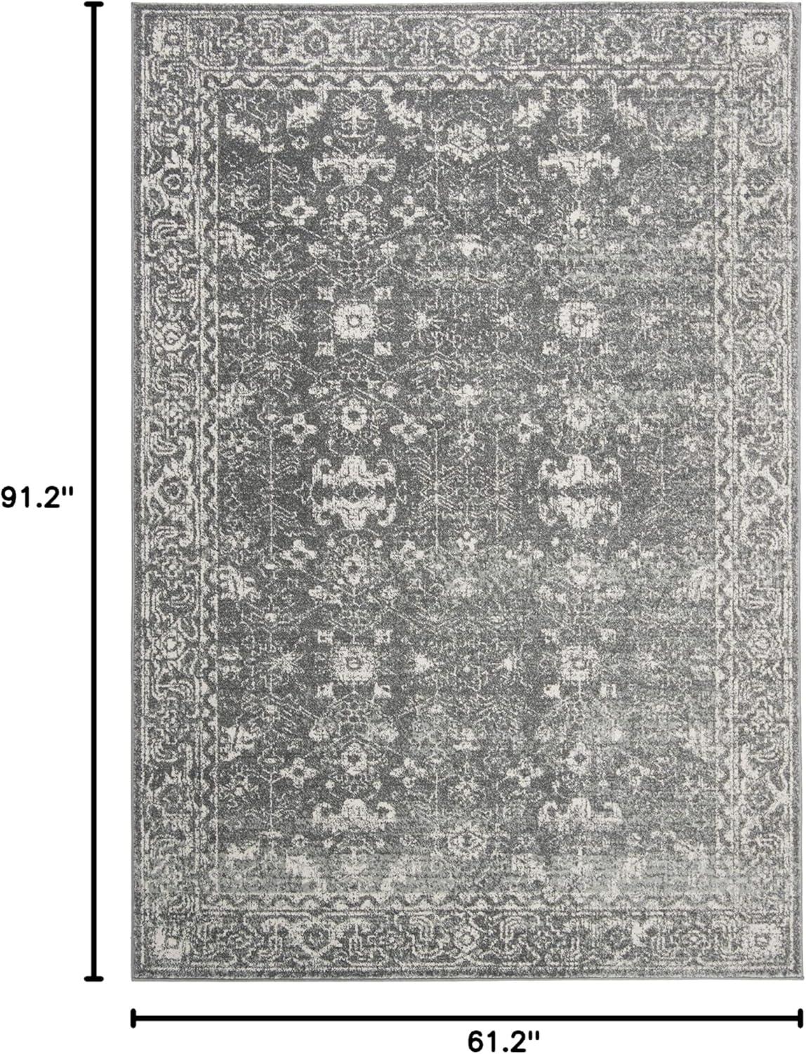 Evoke EVK270 Power Loomed Area Rug Grey / Ivory 5'-3" X 7'-6" - Safavieh.