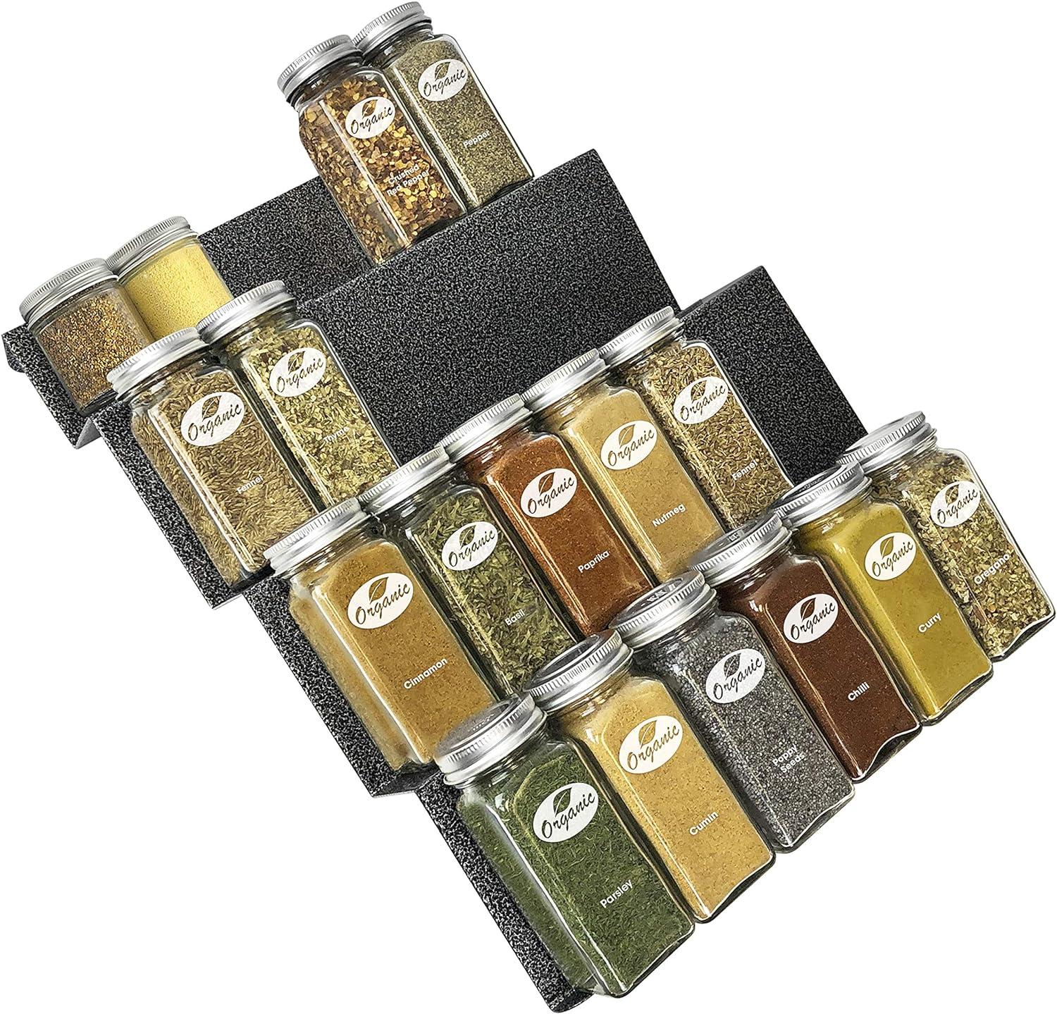 LYNK PROFESSIONAL LYNK PROFESSIONAL® Spice Drawer Organizer - Heavy Gauge Steel 4 Tier Spice Rack - Silver Metallic