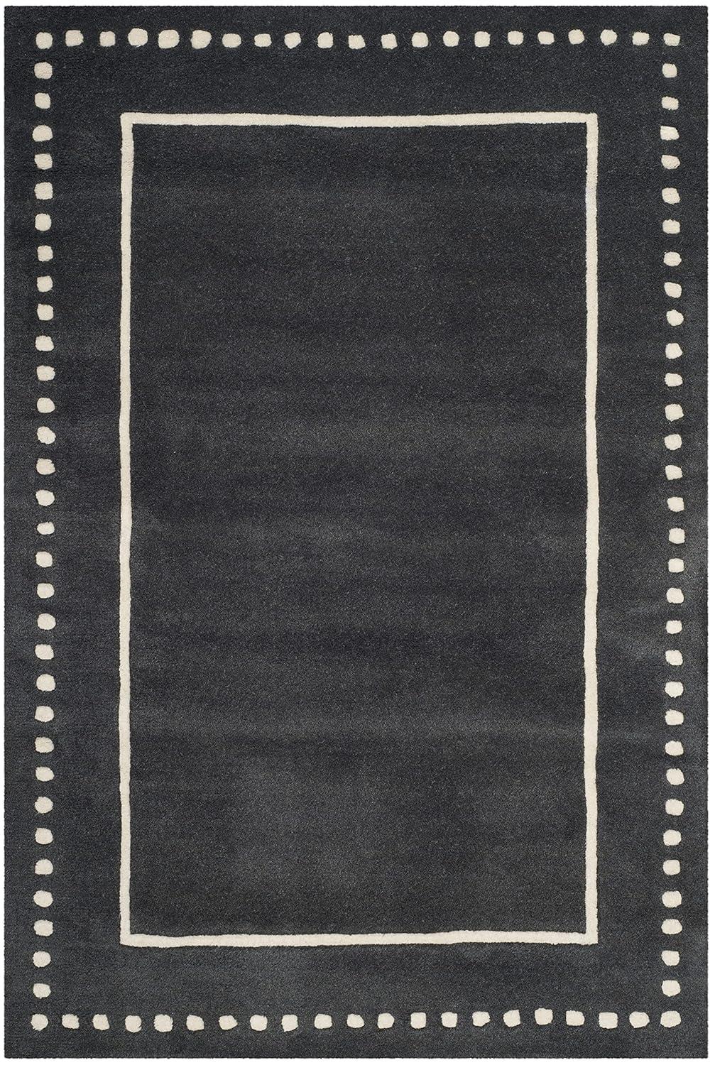 Bella BEL151 Hand Tufted Area Rug - Dark Grey/Ivory - 4'x6' - Safavieh.