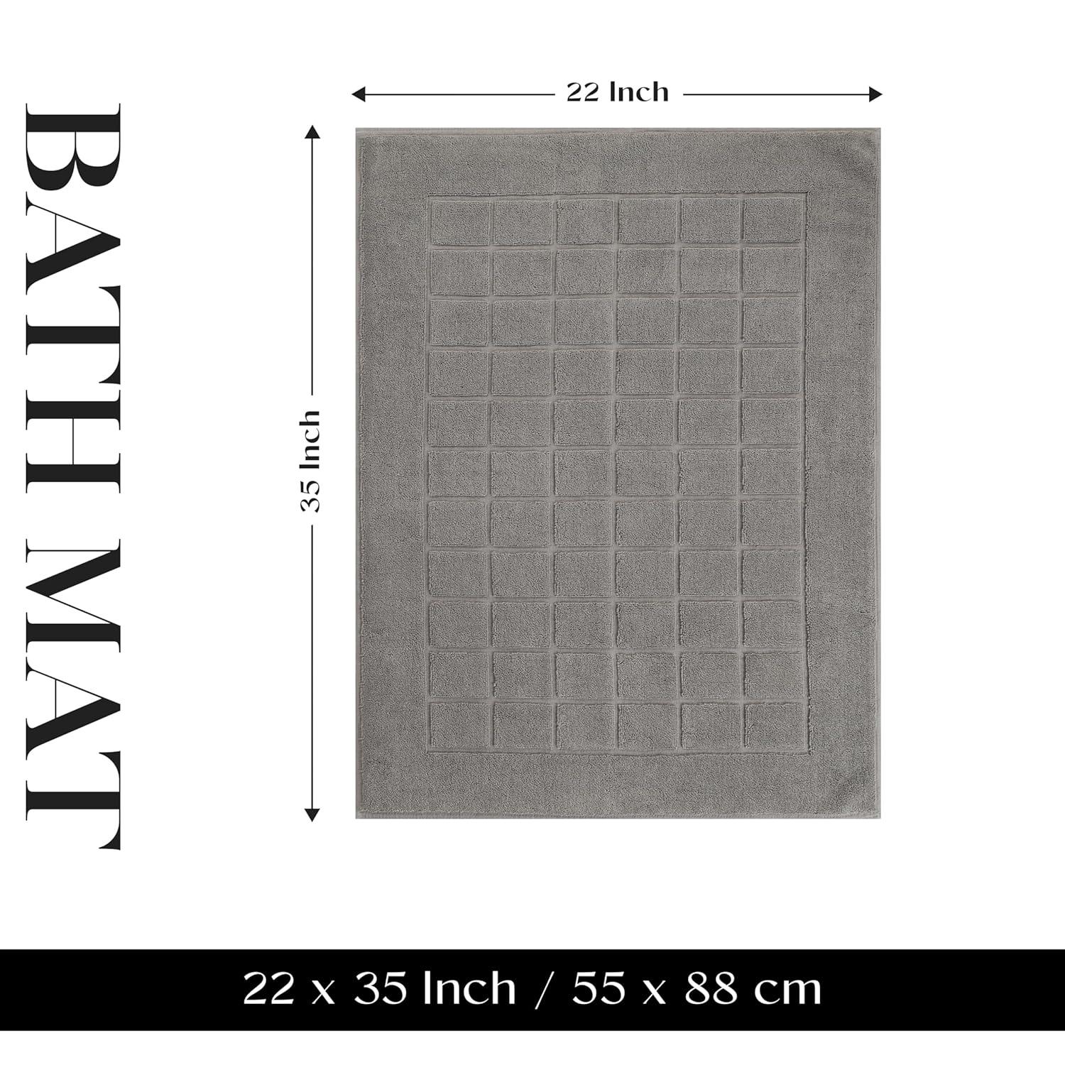 Nora Cotton Terry Solid Absorbent Thick Checkered Washable Bath Mat Set Of 2