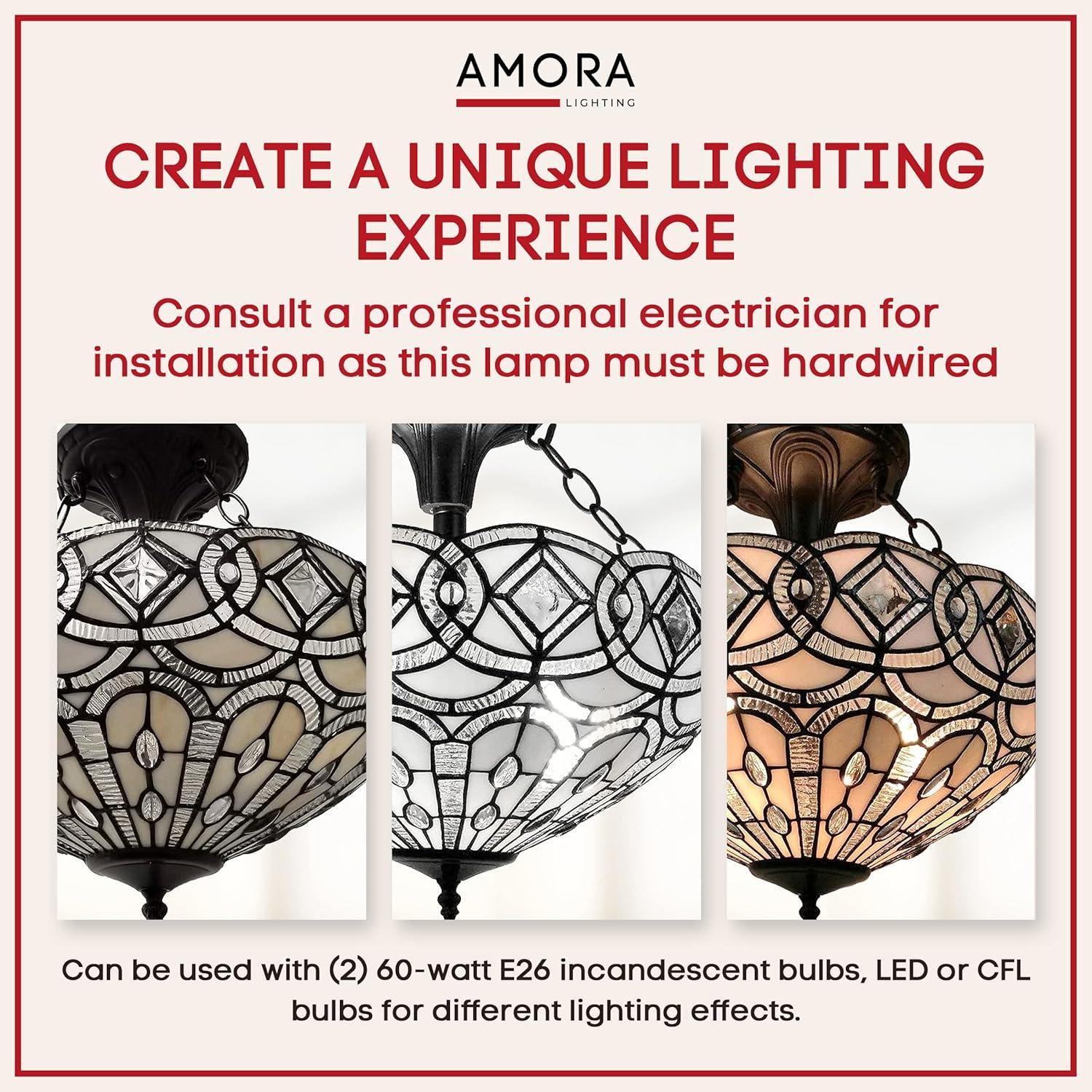 Amora Lighting Am231hl16 2 Light 16" Wide Semi-Flush Bowl Ceiling Fixture - Brown