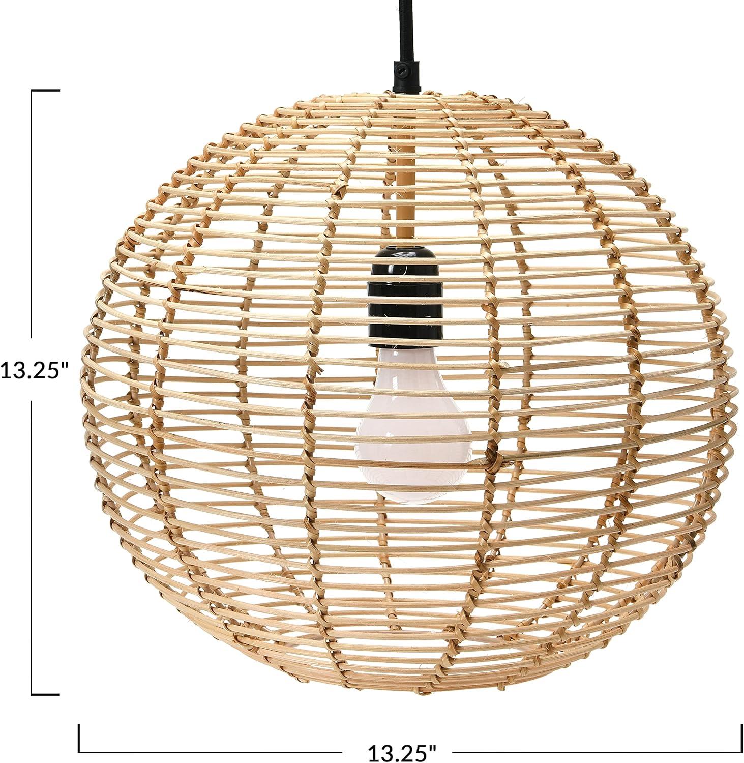 Creative Co-Op Modern Boho Hand Woven Rattan Ceiling Light, Natural