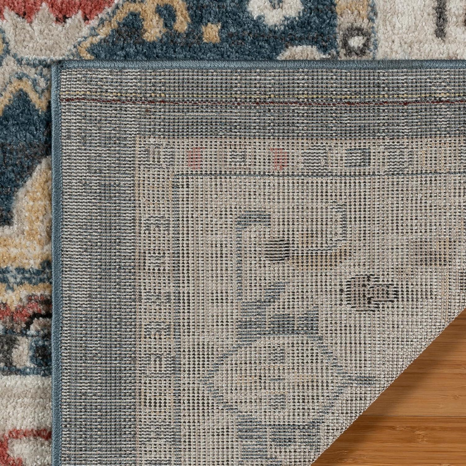 Gertmenian Heirloom Hadley Traditional Oriental Border Blue Tan Polypropylene Area Rug