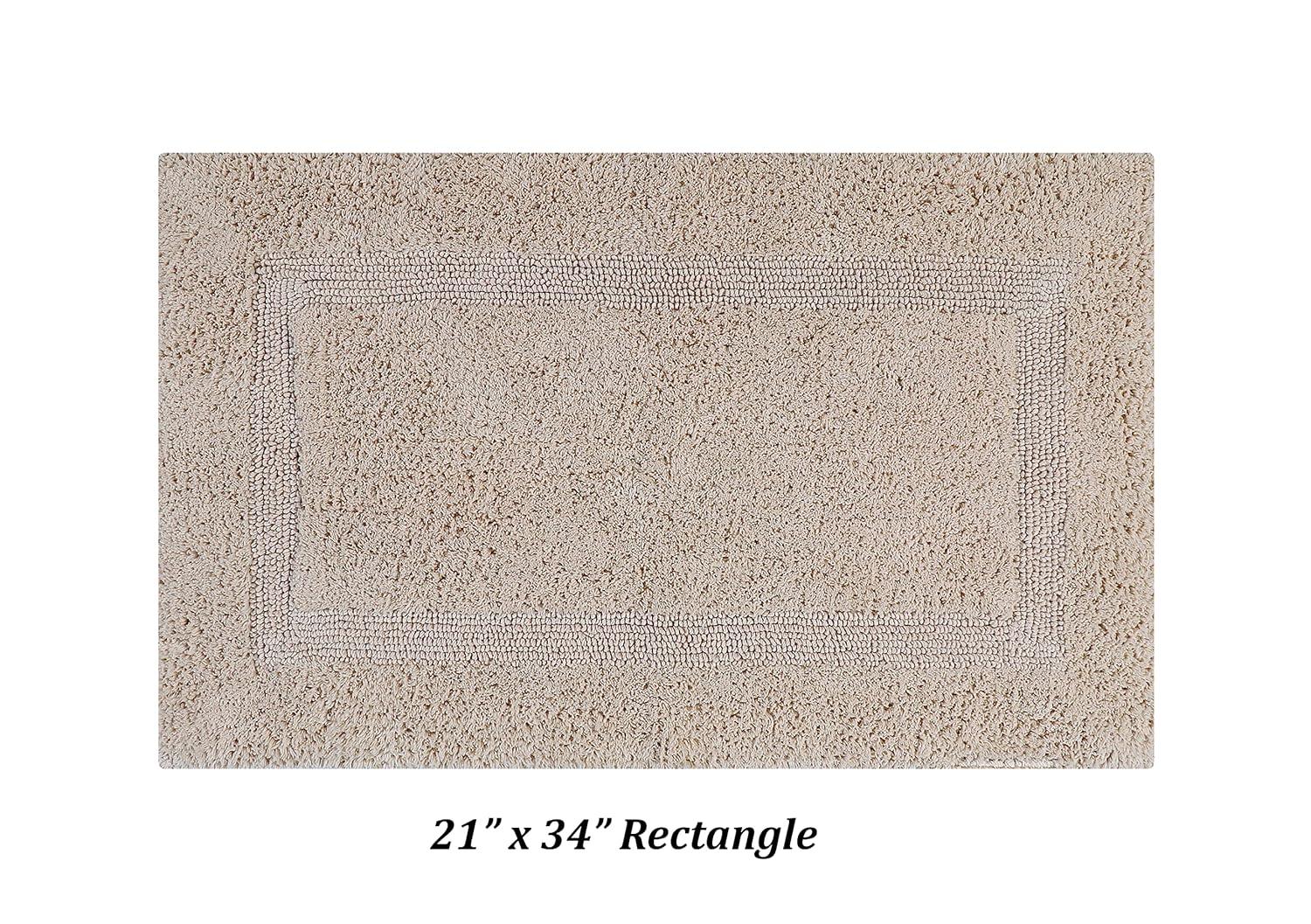Better Trends Lux 100% Cotton Tufted Solid Reversible Bath Rug Set 2 PC (17" x 24" | 21" x 34") - Sand