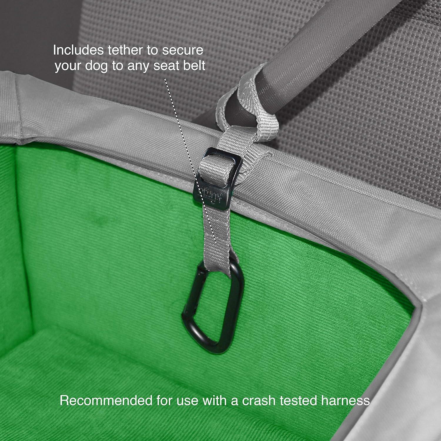 Green and Gray Soft-Sided Dog Car Booster Seat