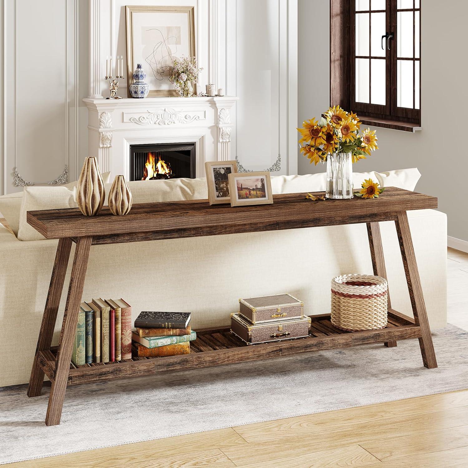 Farmhouse 70.9 Inches Console Entryway Table Grey