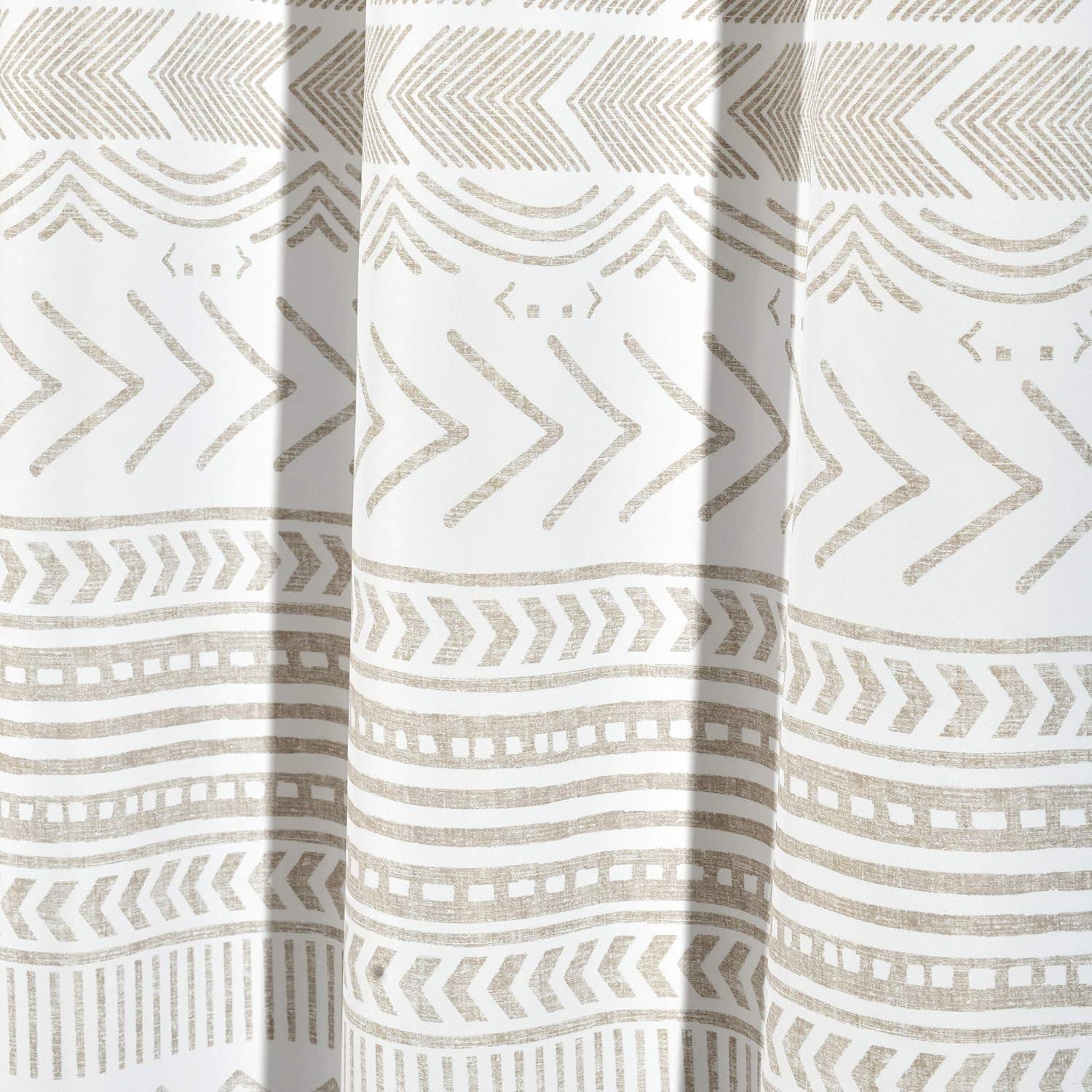 72 in. x 72 in. Hygge Geo Shower Curtain Taupe/White Single