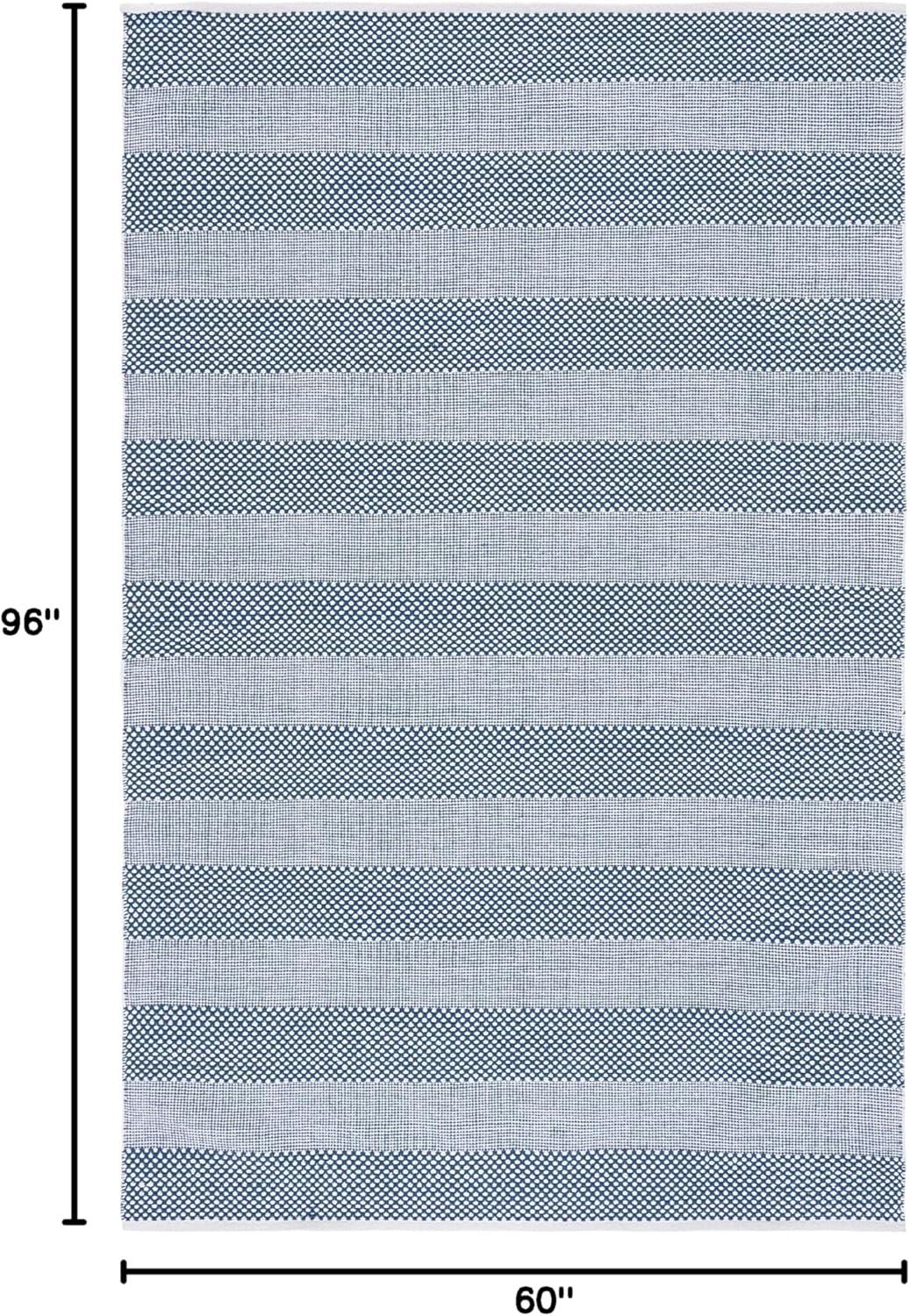 Striped Kilim STK802 Hand Woven Area Rug - Ivory/Blue - 5'x8' - Safavieh.