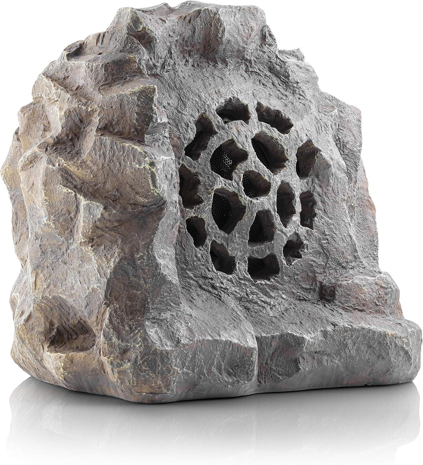 11" Polyresin Solar Bluetooth Rock Speaker - Alpine Corporation: Weather-Resistant, Garden Decor