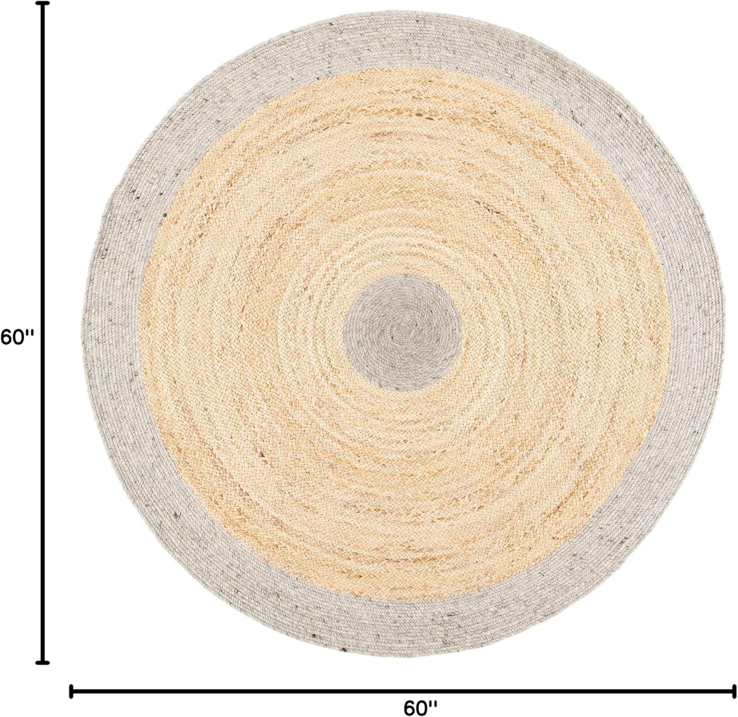 Braided BRD910 Hand Woven Indoor Area Rug - Silver/Natural - 5' Round - Safavieh