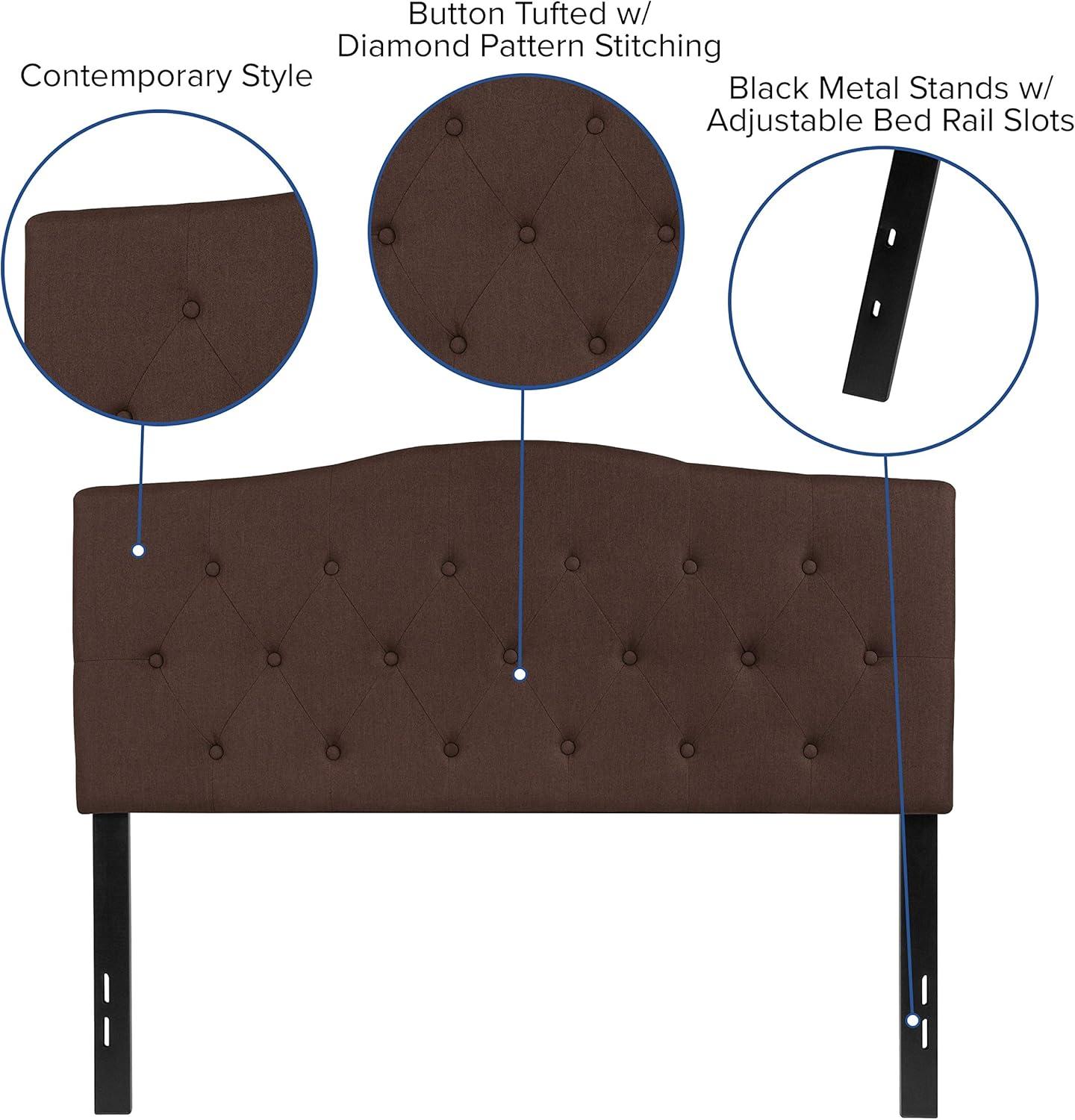 Flash Furniture Cambridge Tufted Upholstered Full Size Headboard in Dark Brown Fabric