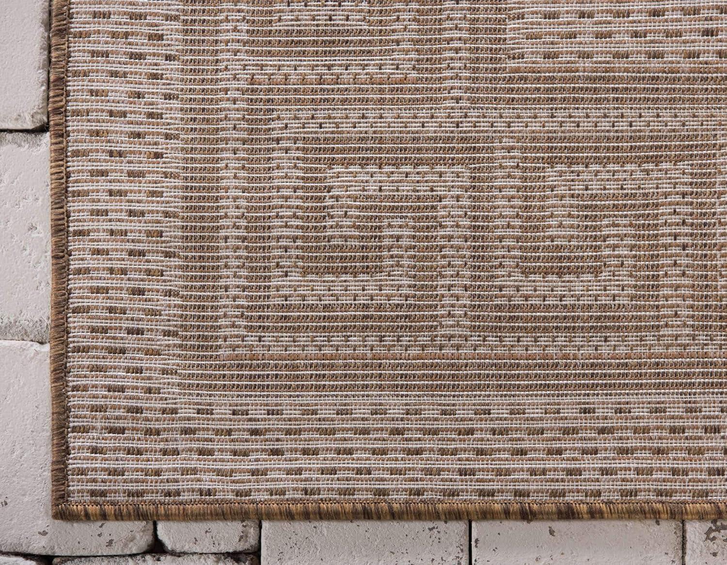 Unique Loom 3' 3 x 5' 1 Brown Outdoor Border Greek Key Area Rug