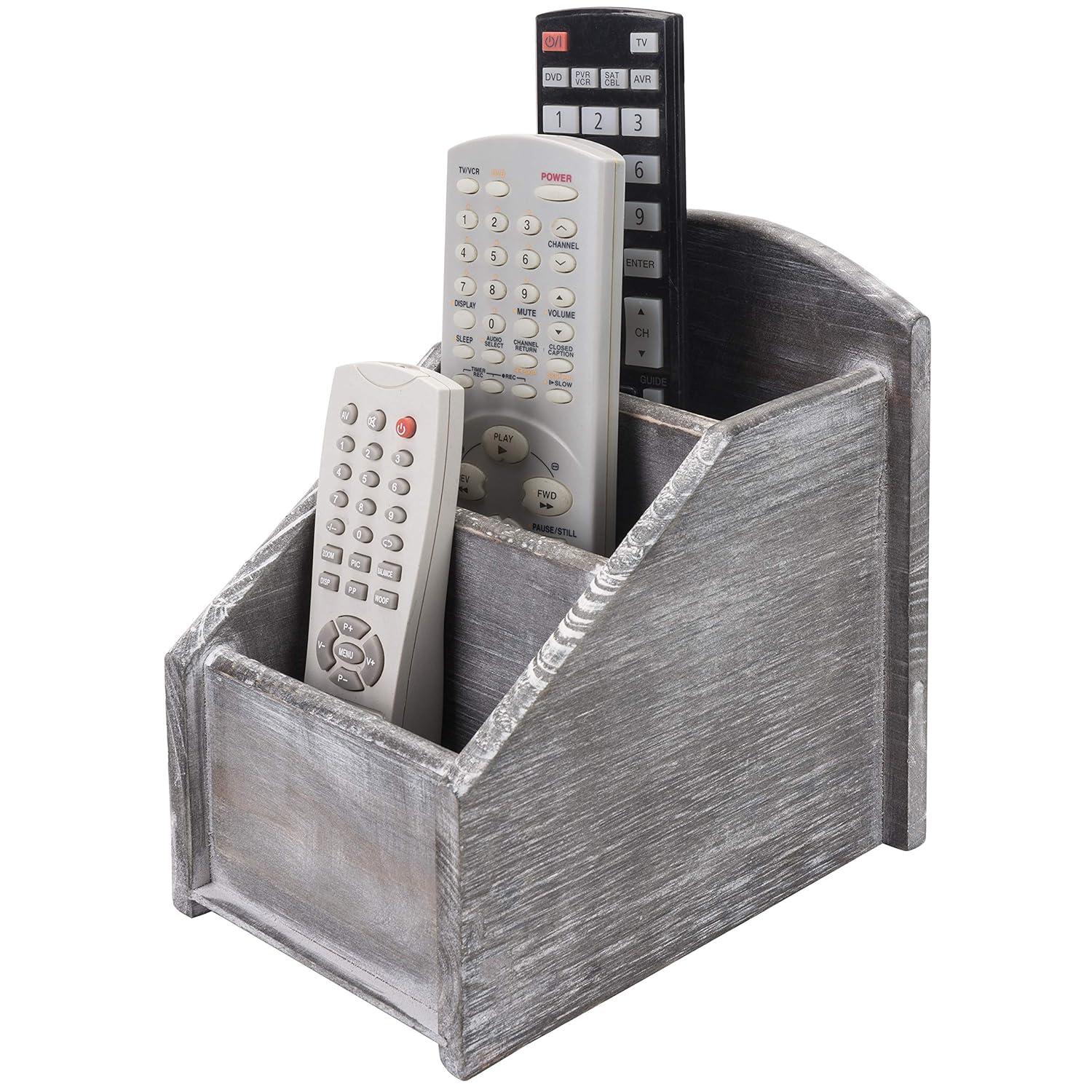 MyGift Gray/White Remote Control Holder