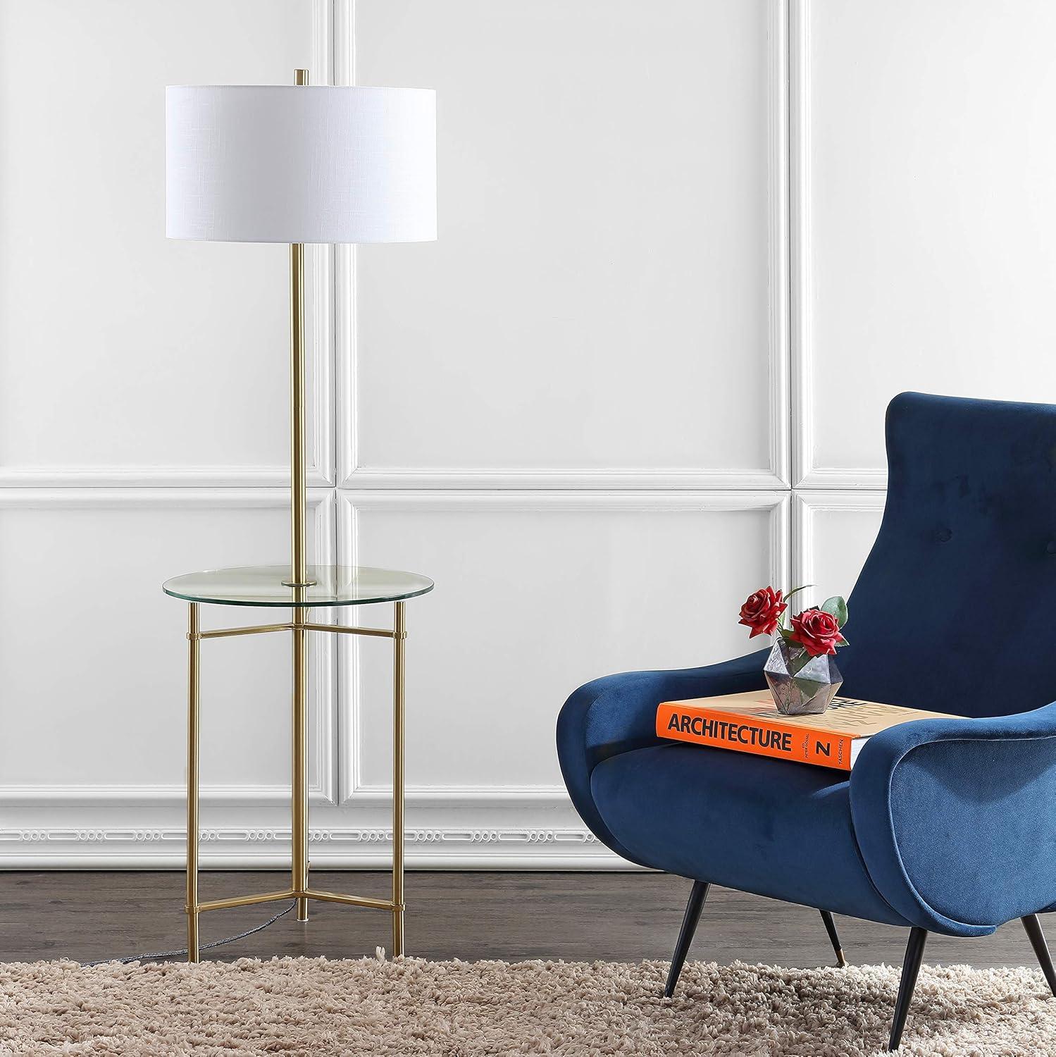 Jonathan Y Charles Metal/Glass Led Side Table And Floor Lamp