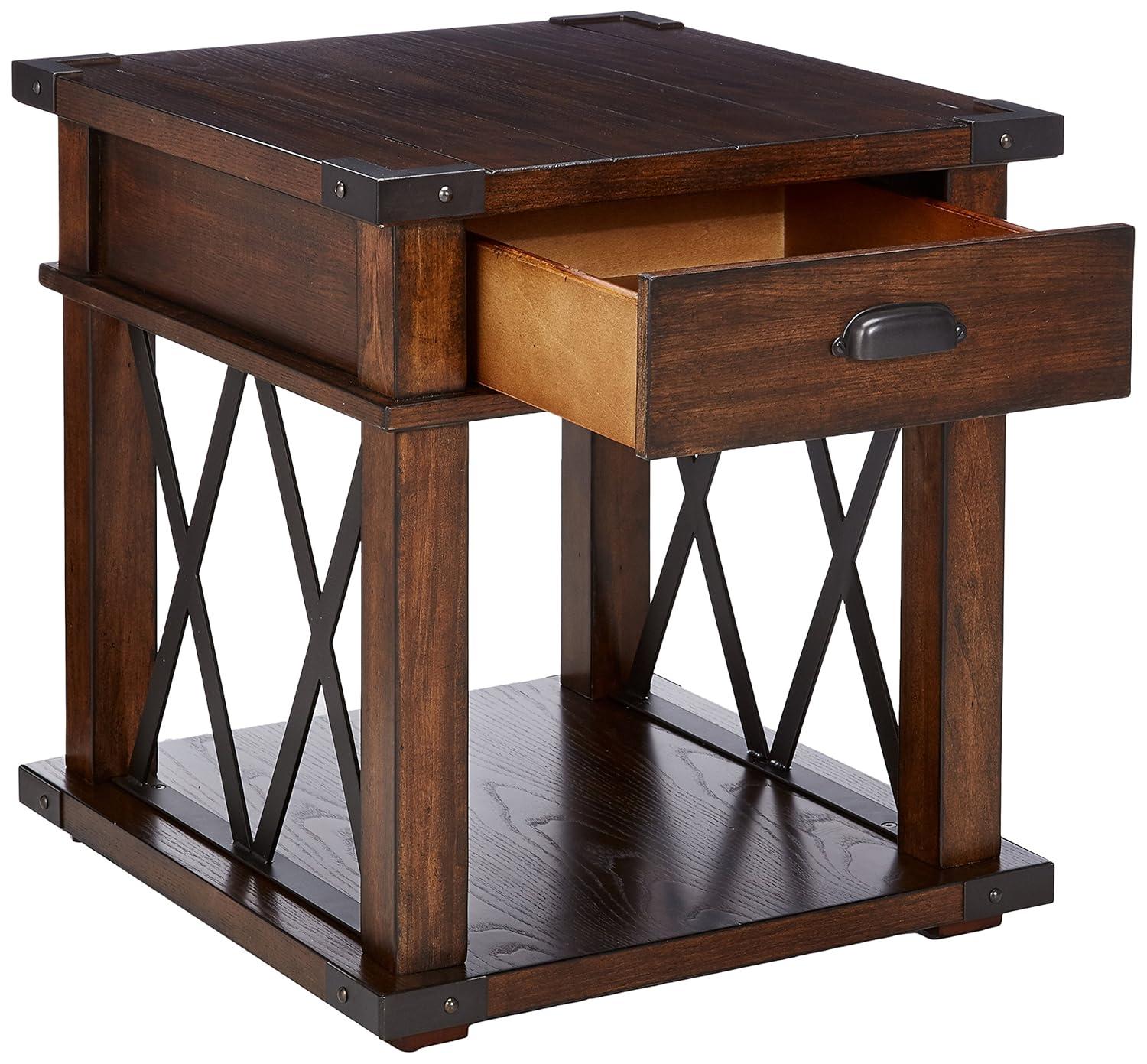 Progressive Furniture Landmark Rectangular Wood End Table in Walnut Brown