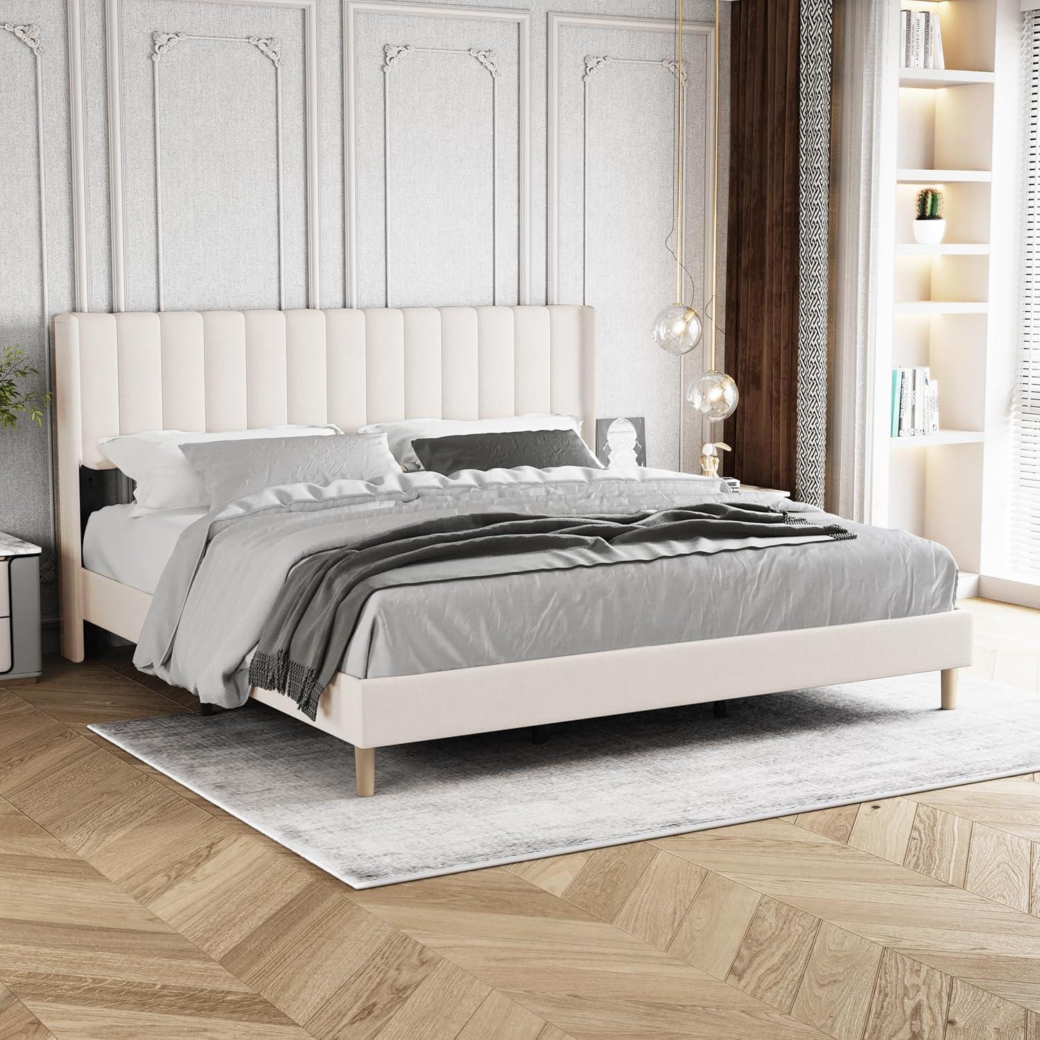 Mercer41 Cedell Upholstered Wingback Bed