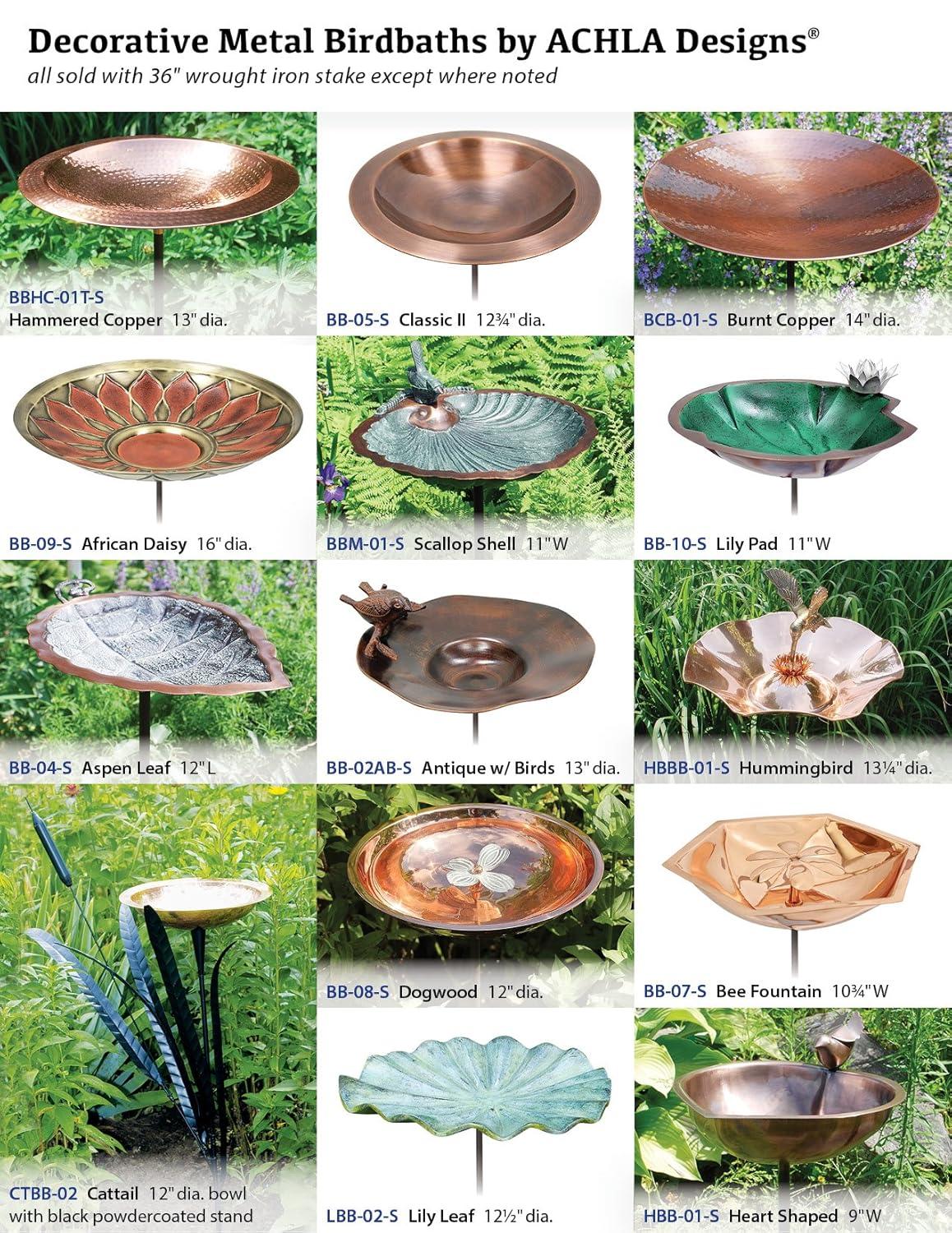 12.75 in. Dia Antique Copper Classic II Birdbath with Stake
