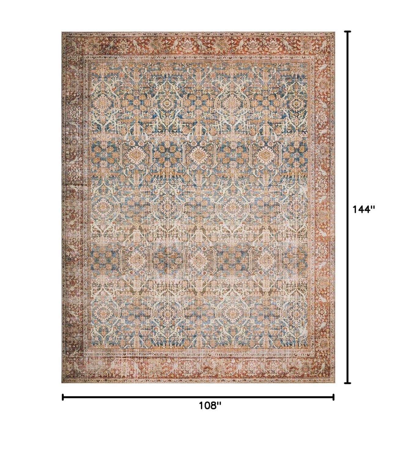 Loloi II Layla Printed Oriental Distressed Ocean / Rust Area Rug