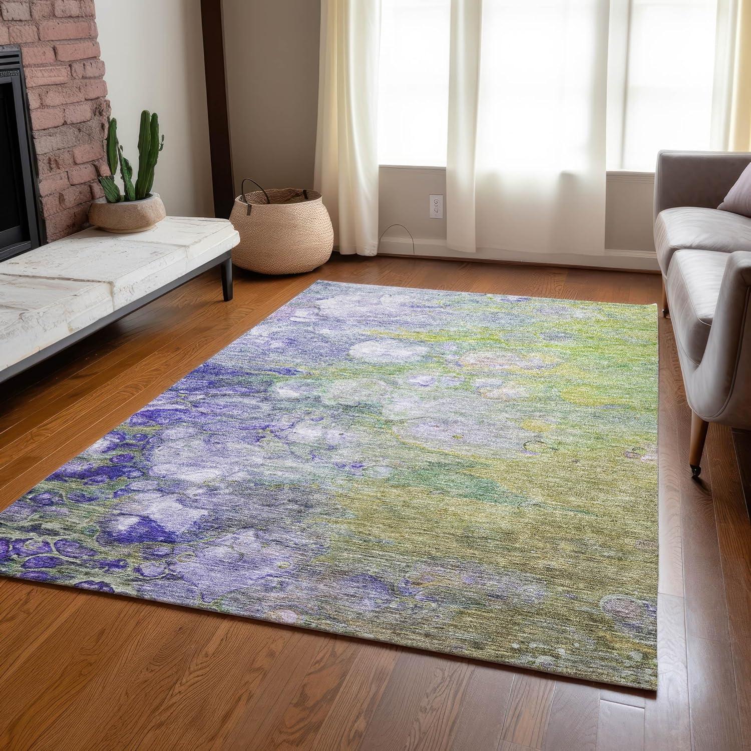 Aloe Abstract 3' x 5' Machine-Washable Indoor/Outdoor Rug