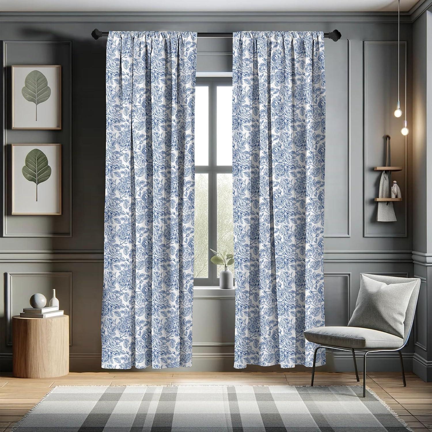 Ambesonne Rose Floral Semi-Sheer Rod Pocket Curtain Panels (Set of 2)