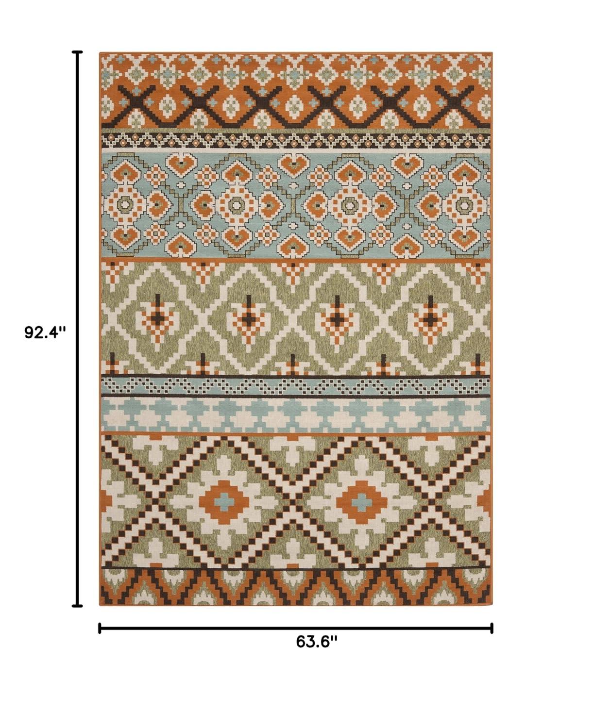 Veranda VER097 Power Loomed Indoor and Outdoor Area Rug - Green/Terracotta - 5'3"x7'7" - Safavieh.