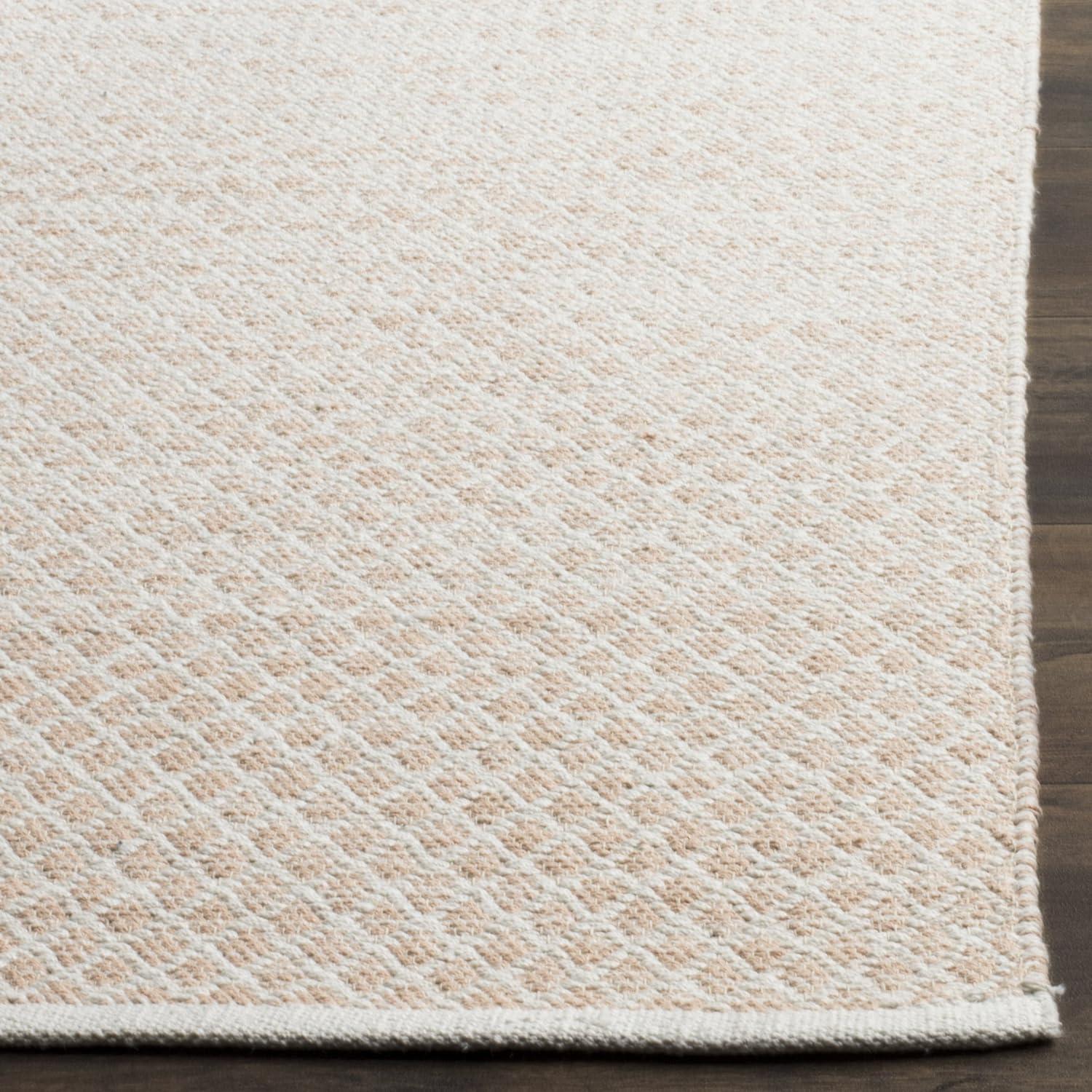 Coastal Charm 4' Square Handwoven Beige/Ivory Cotton Accent Rug