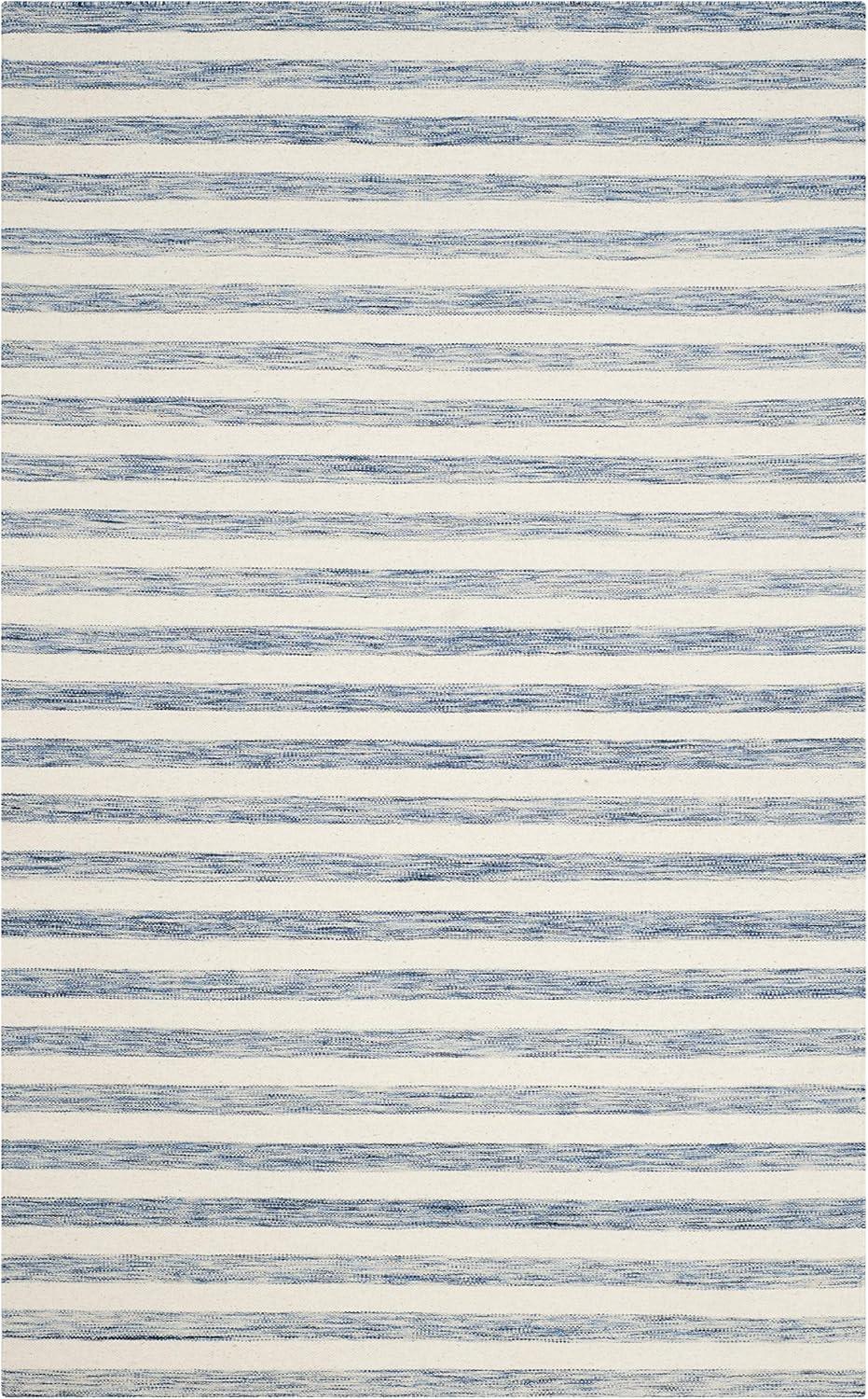 Dhurries DHU575 Hand Woven Area Rug - Blue/Ivory - 6'x9' - Safavieh.