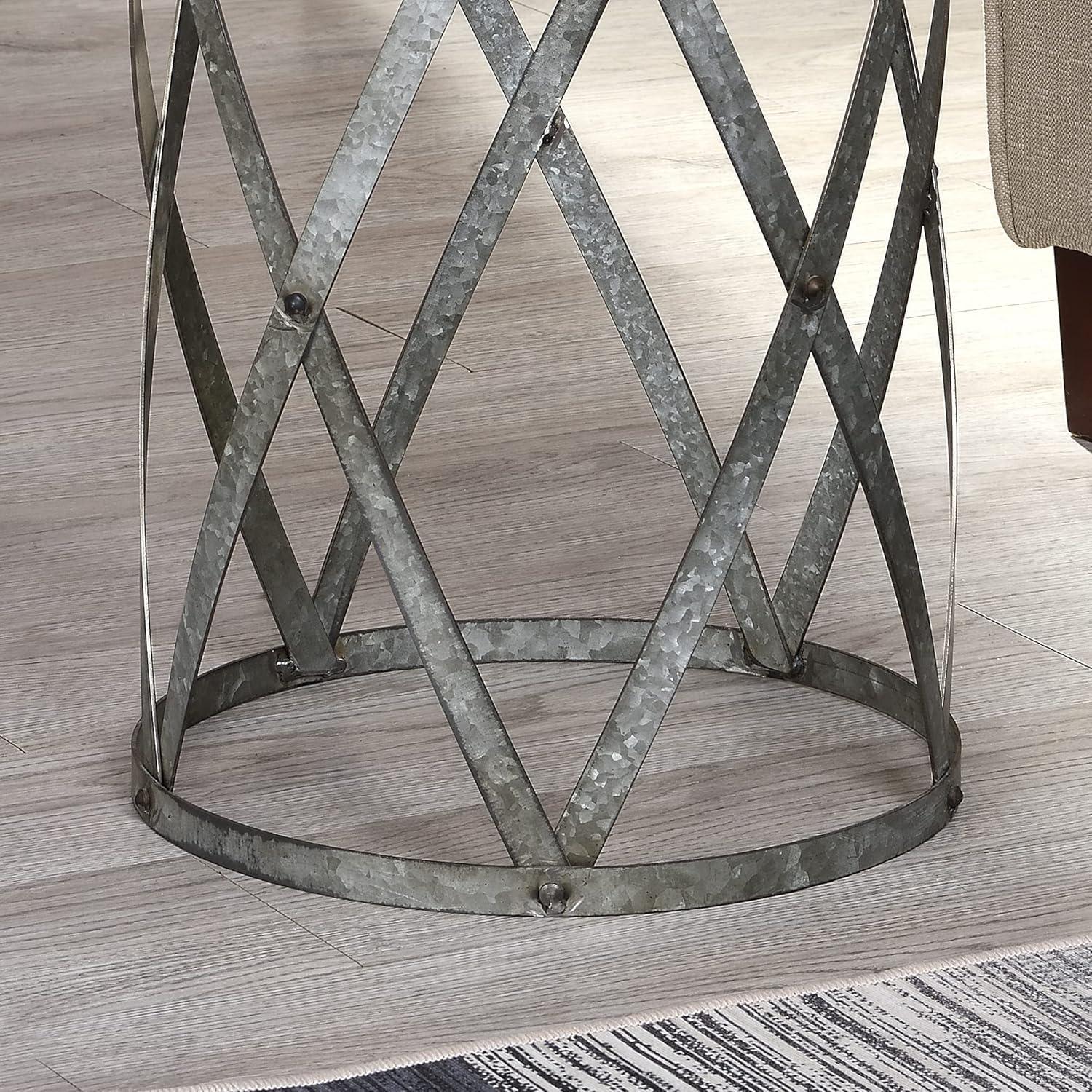 FirsTime & Co. Brown And Silver Westbrook End Table, Farmhouse, Weathered, Round, Wood, 13.5 x 13.5 x 20 in