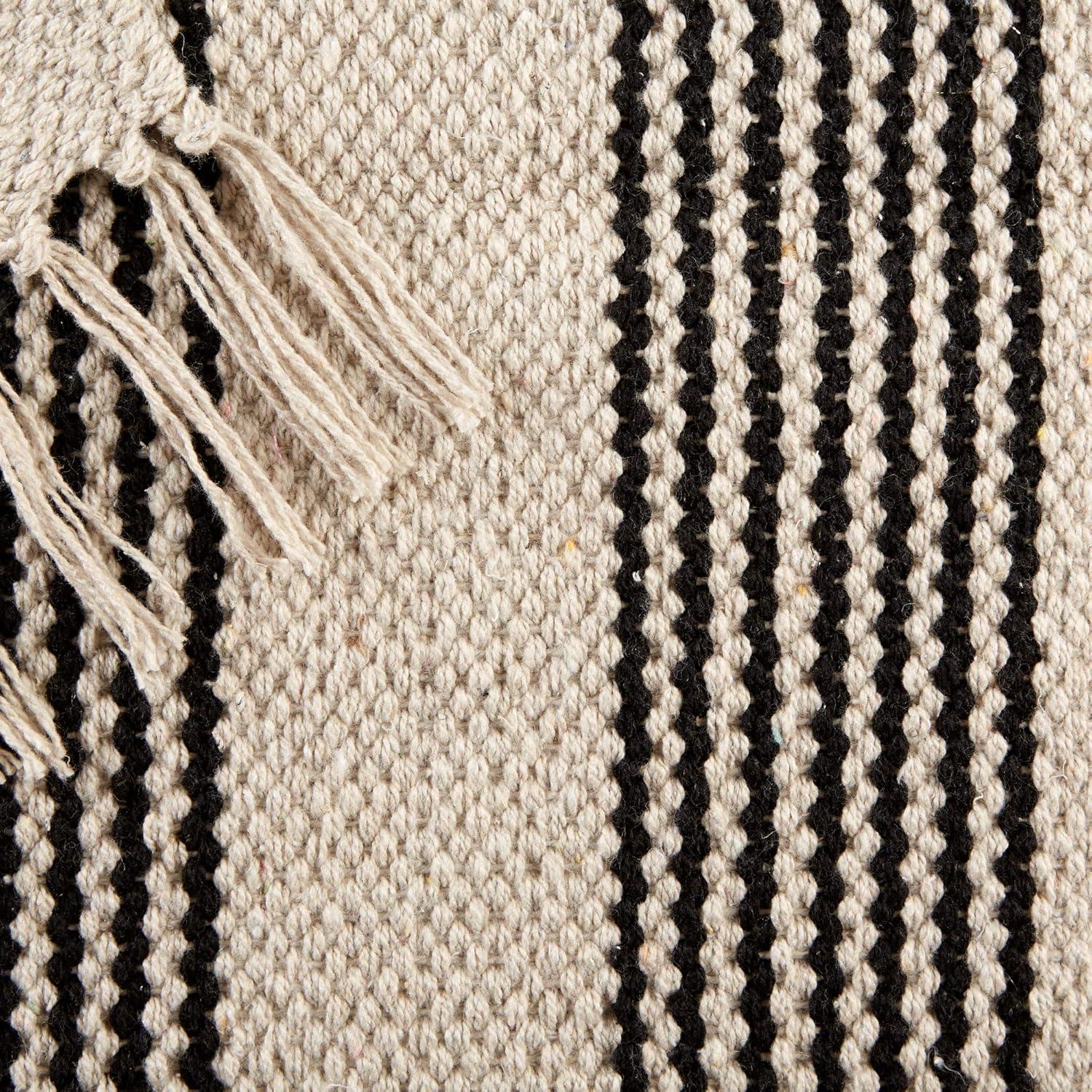 Gray Ticking Stripe Hand-Loomed Rug 2x3 Ft