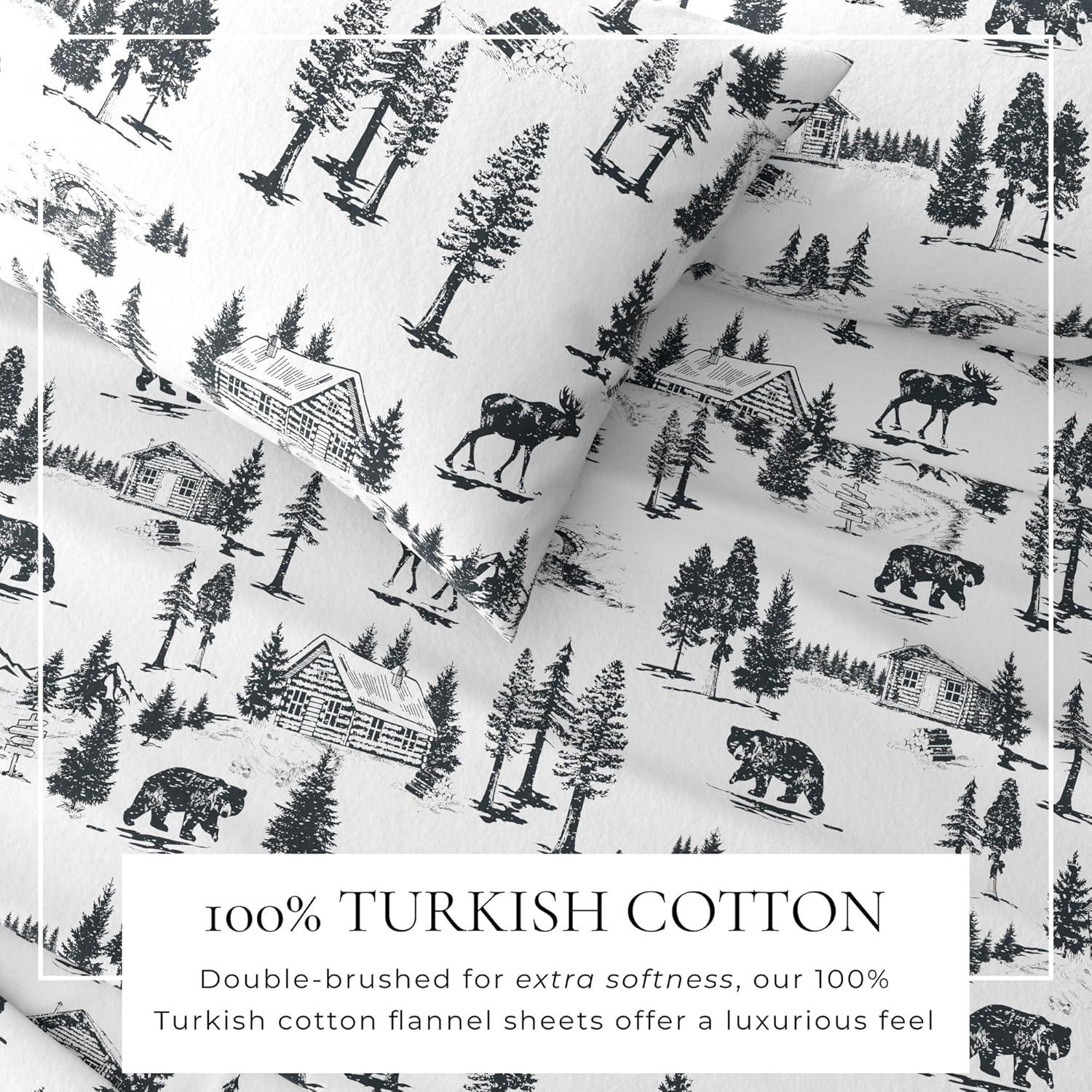 FreshFolds 100% Cotton Lodge Printed Flannel Sheet Set