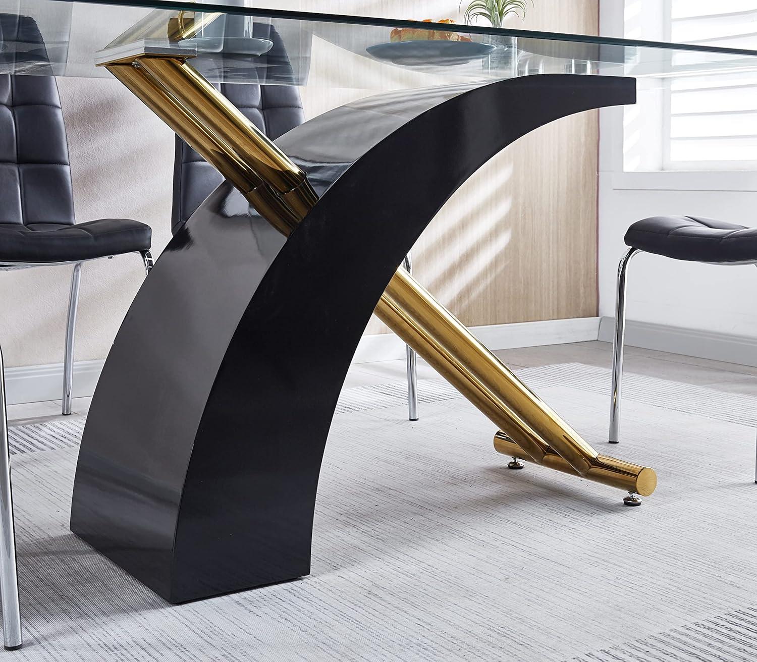 Stylish Dining Room Table, Luxury Glass Top Dining Table