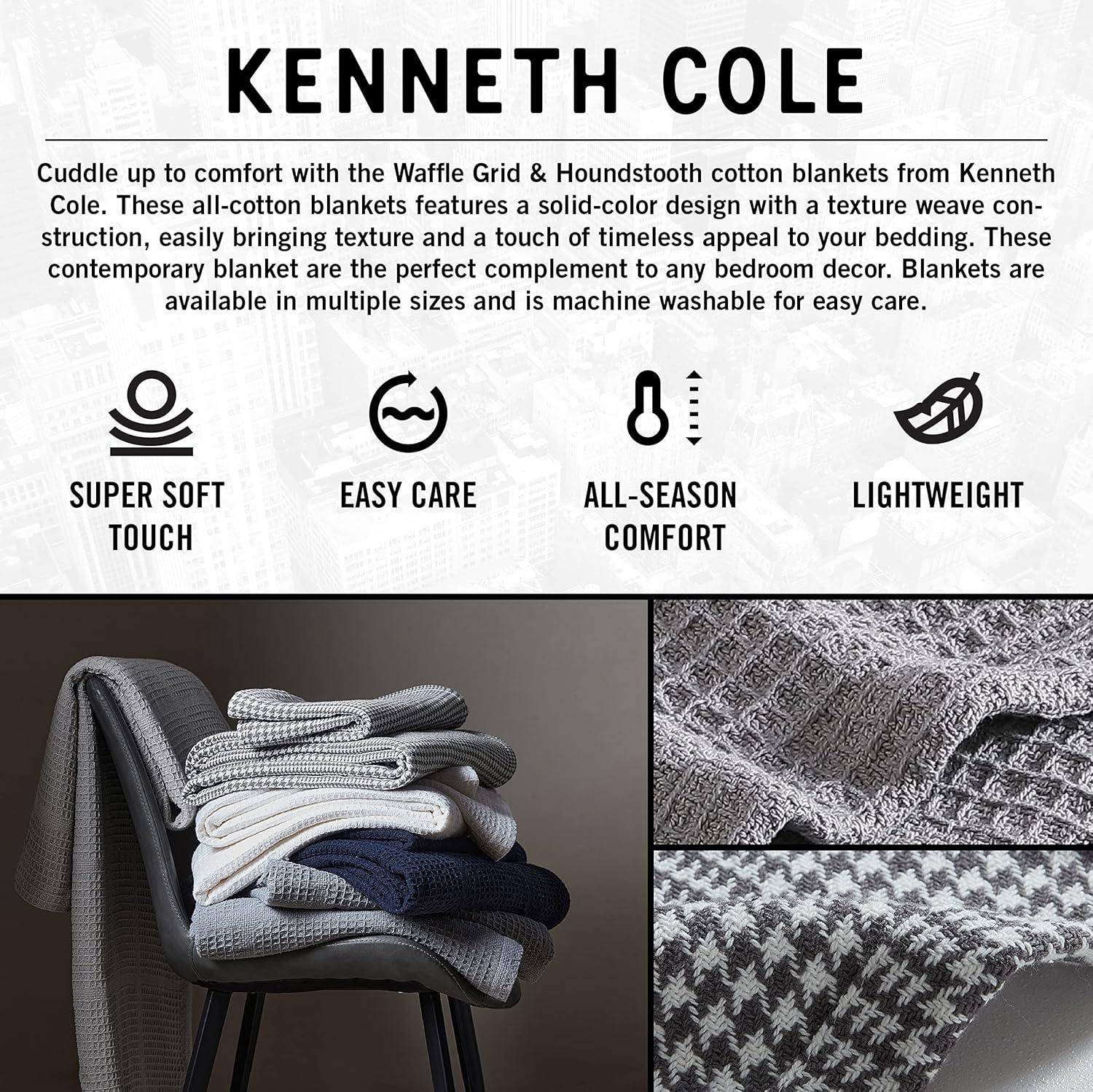 Kenneth Cole Waffle Grid Cotton Blanket