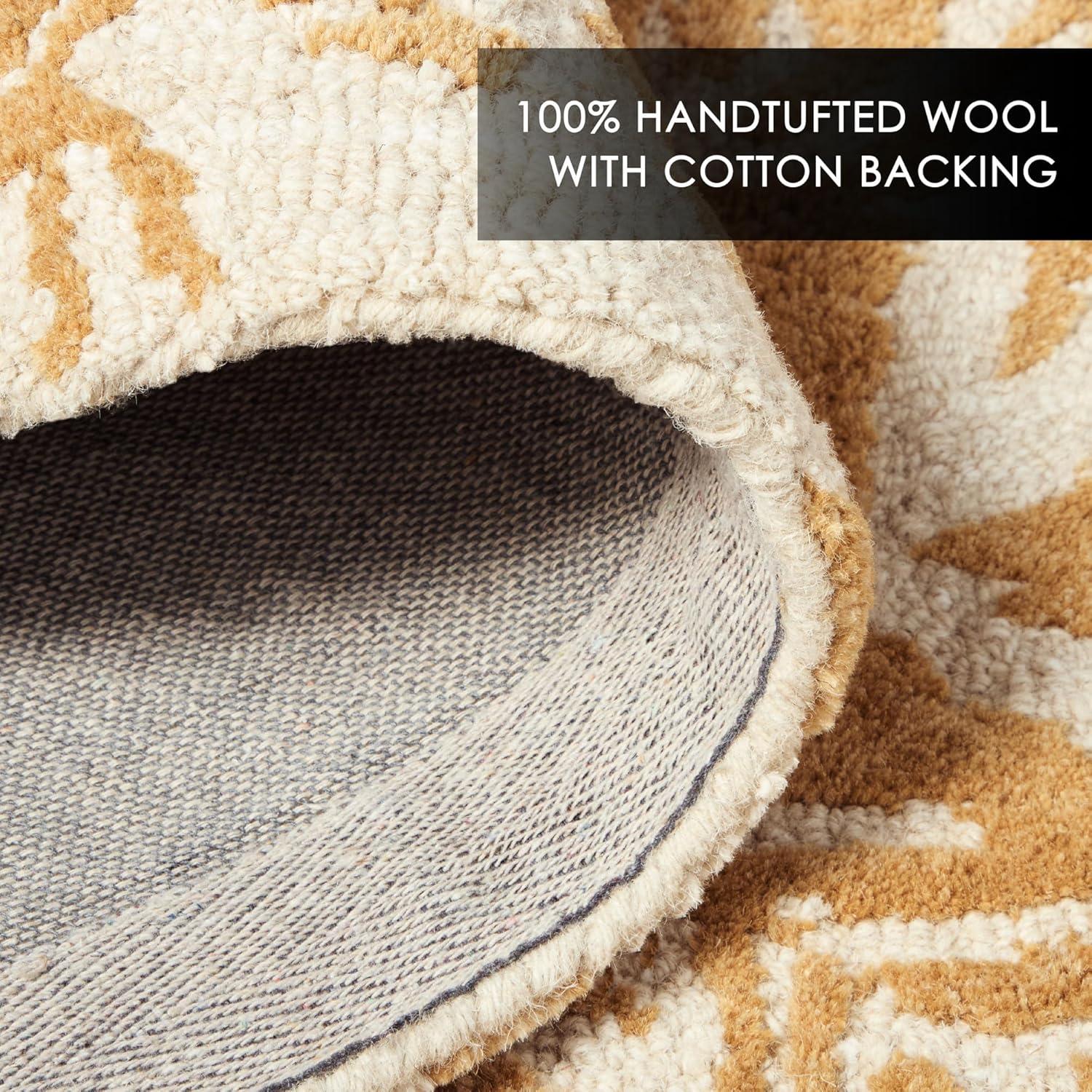 NICOLE MILLER NEW YORK Mod Damask Chambray Handcrafted Wool Area Rug Gold