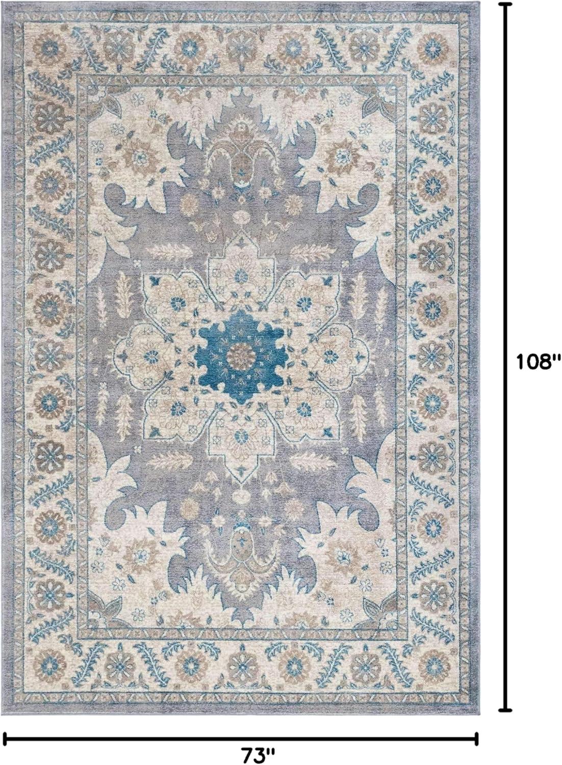 Unique Loom 6' 1 x 9' 0 Gray Salzburg Altstadt Area Rug