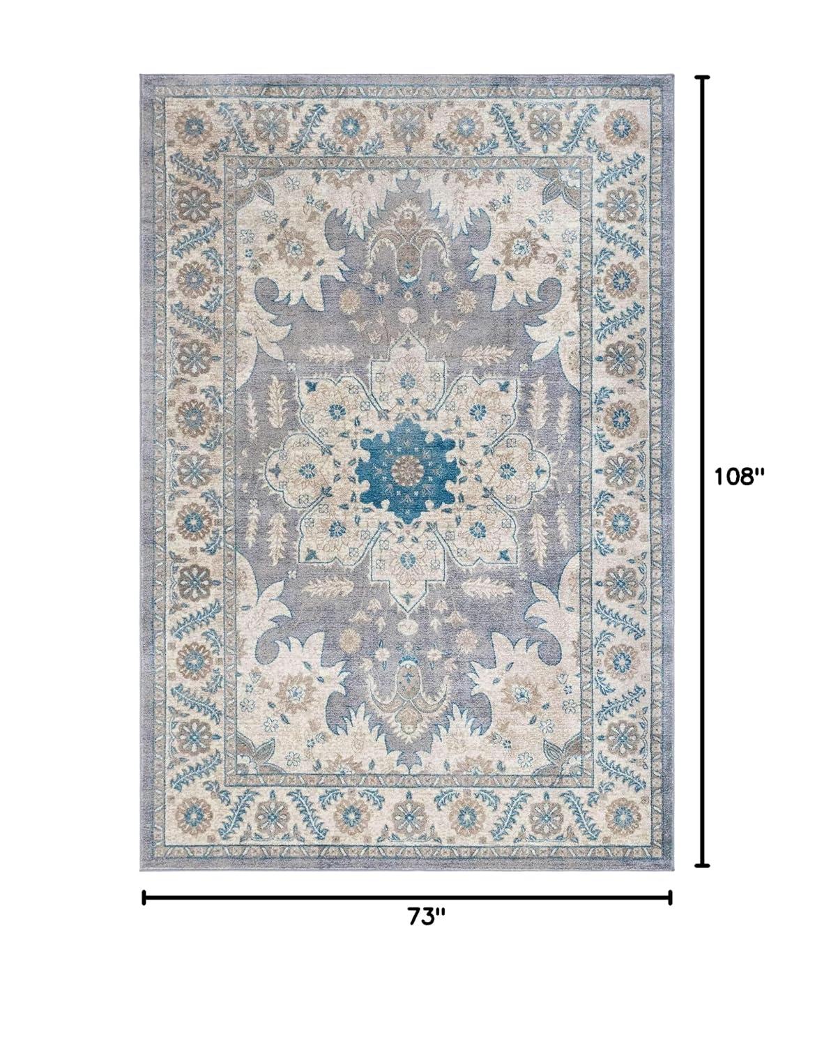 Unique Loom 6' 1 x 9' 0 Gray Salzburg Altstadt Area Rug