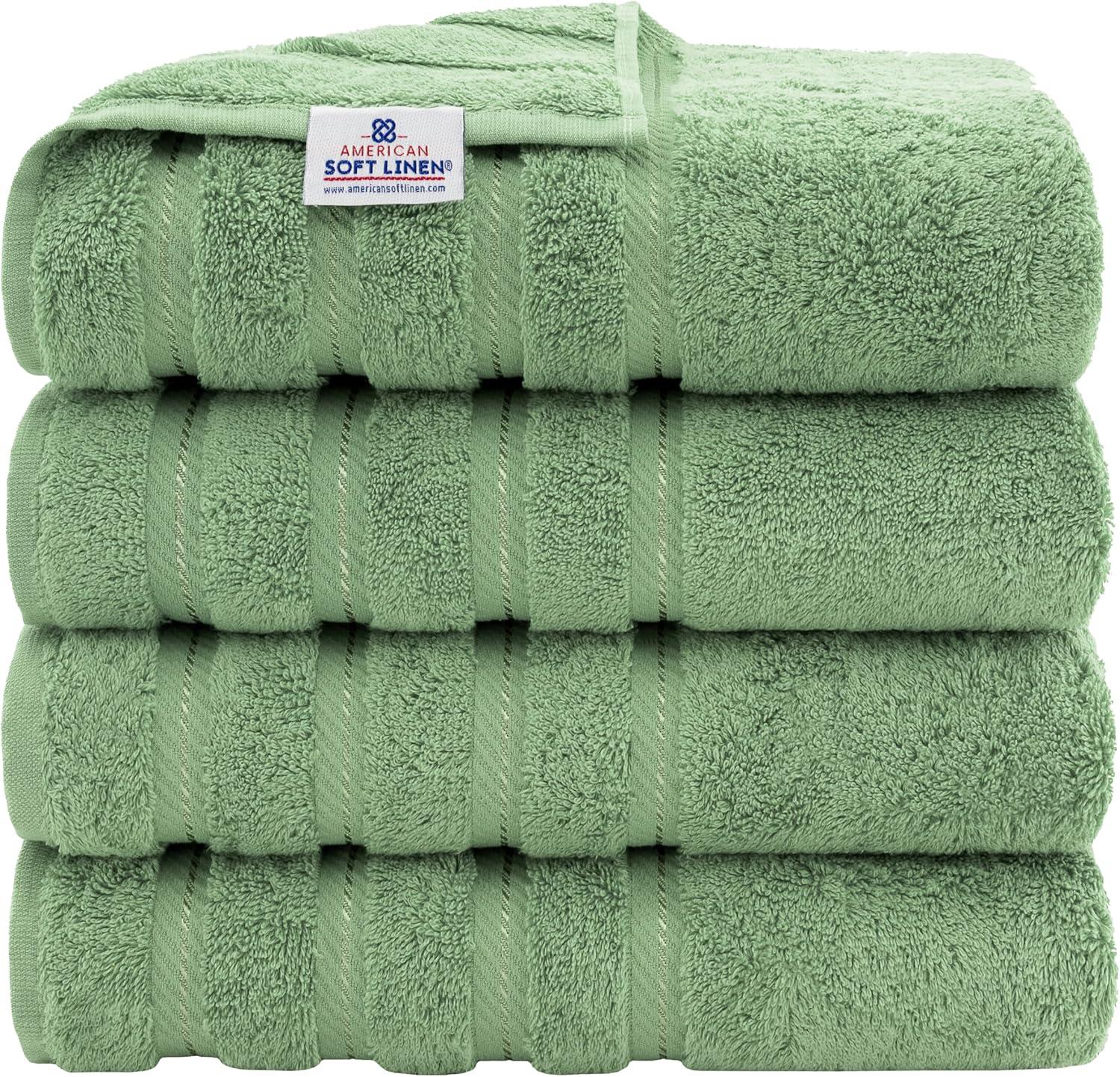 American Soft Linen 100% Cotton Luxury Turkish 4 Piece Bath Towel Set, 27x54 inches Soft Quick Dry Bath Towels for Bathroom