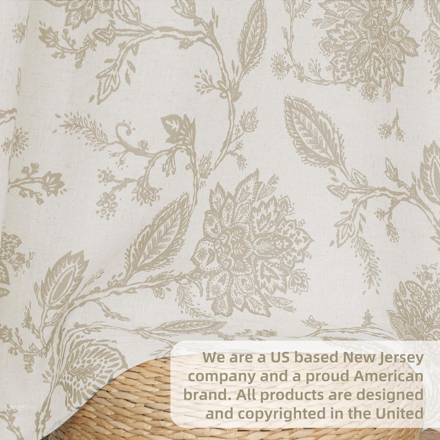 DriftAway Freda Jacobean Floral Linen Blend Lined Thermal Insulated Room Darkening Blackout Grommet Window Curtains 2 Layers 2 Panels Each 52 Inch by 63 Inch Taupe Beige